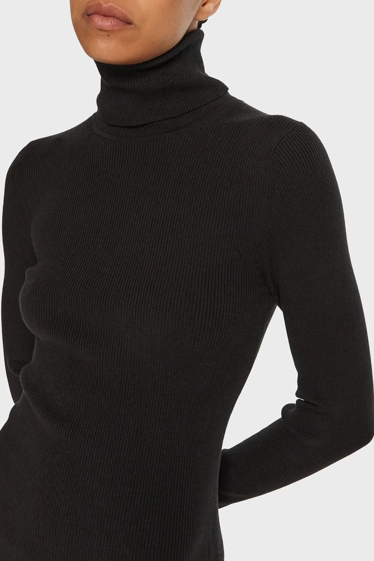 Calvin Klein Pamuklu Slim Fit Balıkçı Yaka Fitilli J20J224150BEH Bayan Elbise J20J224150 BEH SİYAH - 4