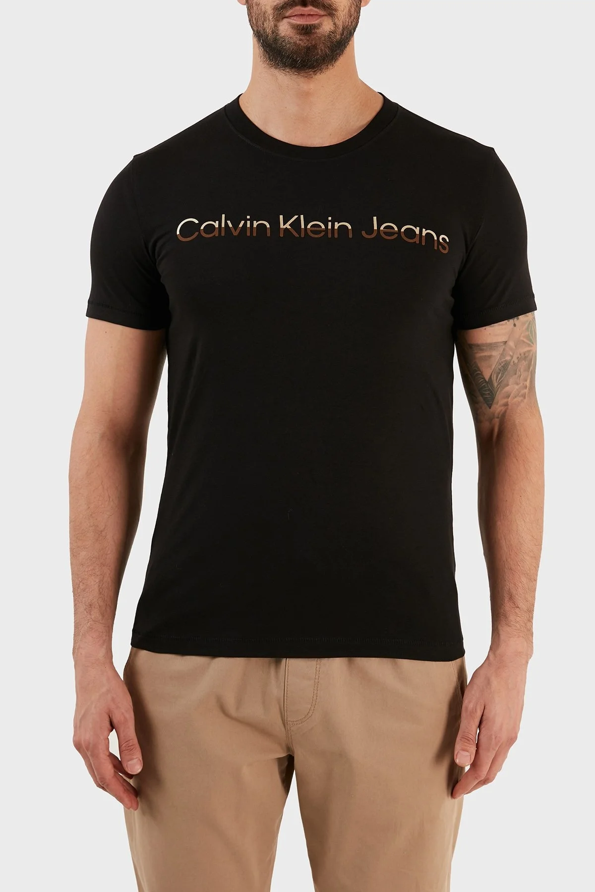 Calvin Klein Pamuklu Slim Fit Bisiklet Yaka Erkek T Shirt J30J322511 BEH SİYAH - 1