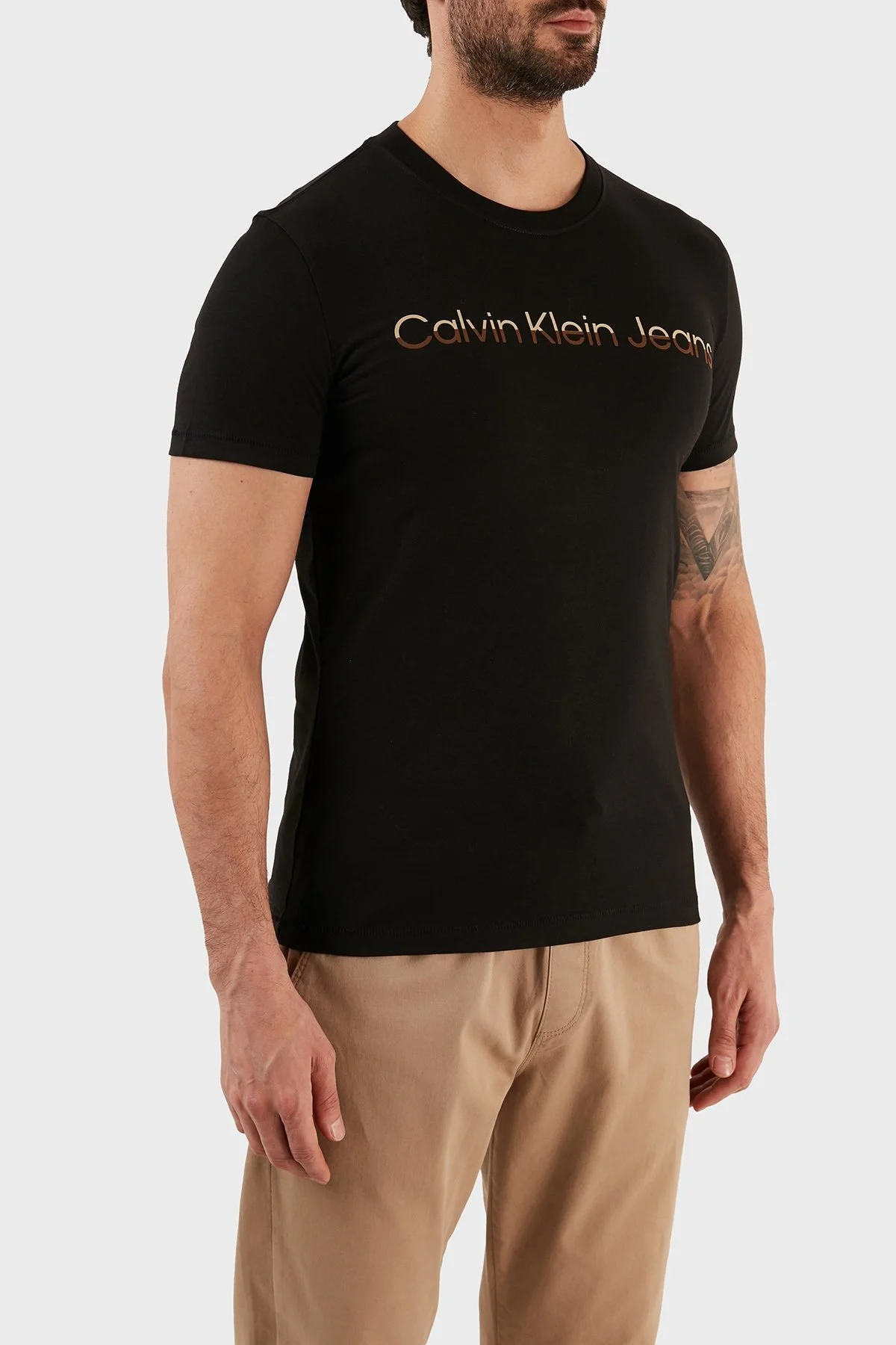 Calvin Klein Pamuklu Slim Fit Bisiklet Yaka Erkek T Shirt J30J322511 BEH SİYAH - 2