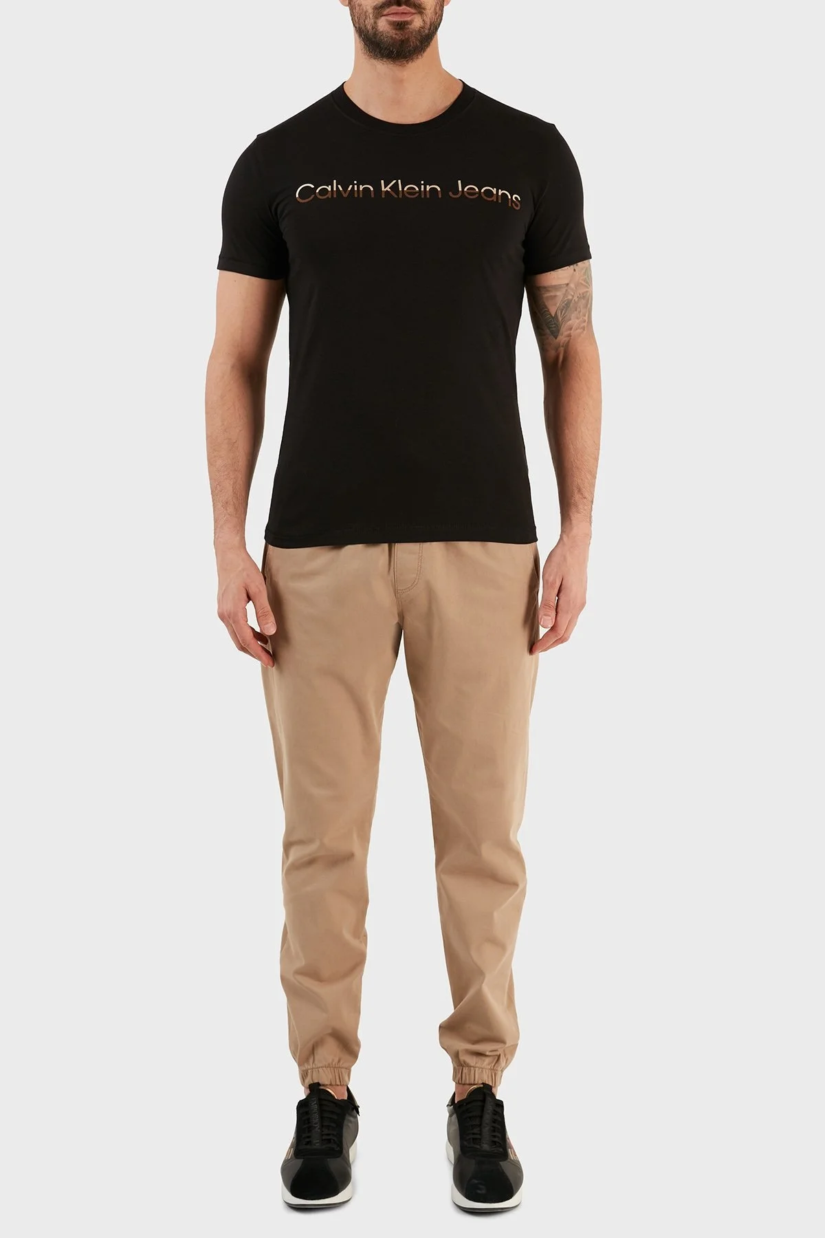 Calvin Klein Pamuklu Slim Fit Bisiklet Yaka Erkek T Shirt J30J322511 BEH SİYAH - 4