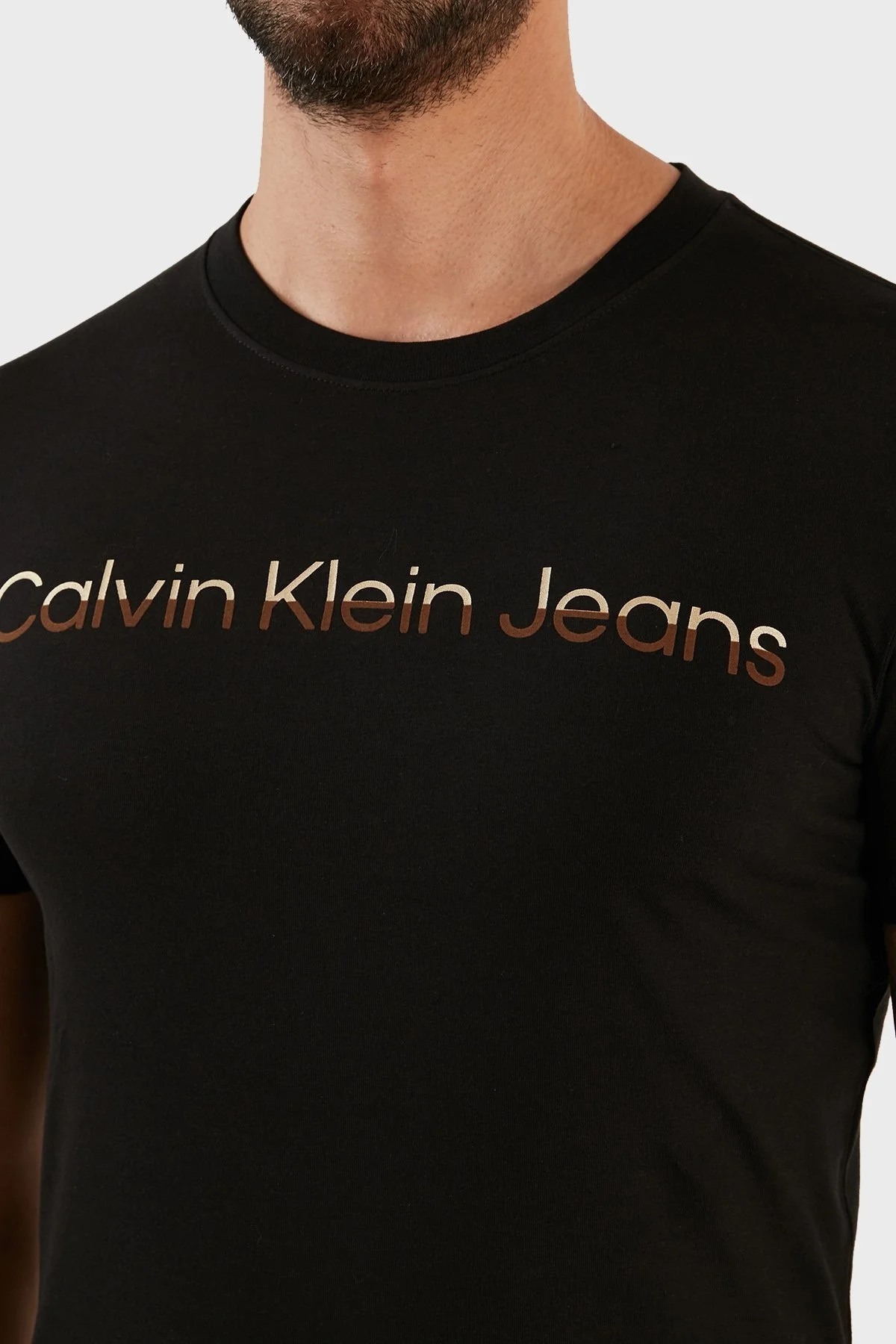Calvin Klein Pamuklu Slim Fit Bisiklet Yaka Erkek T Shirt J30J322511 BEH SİYAH - 6
