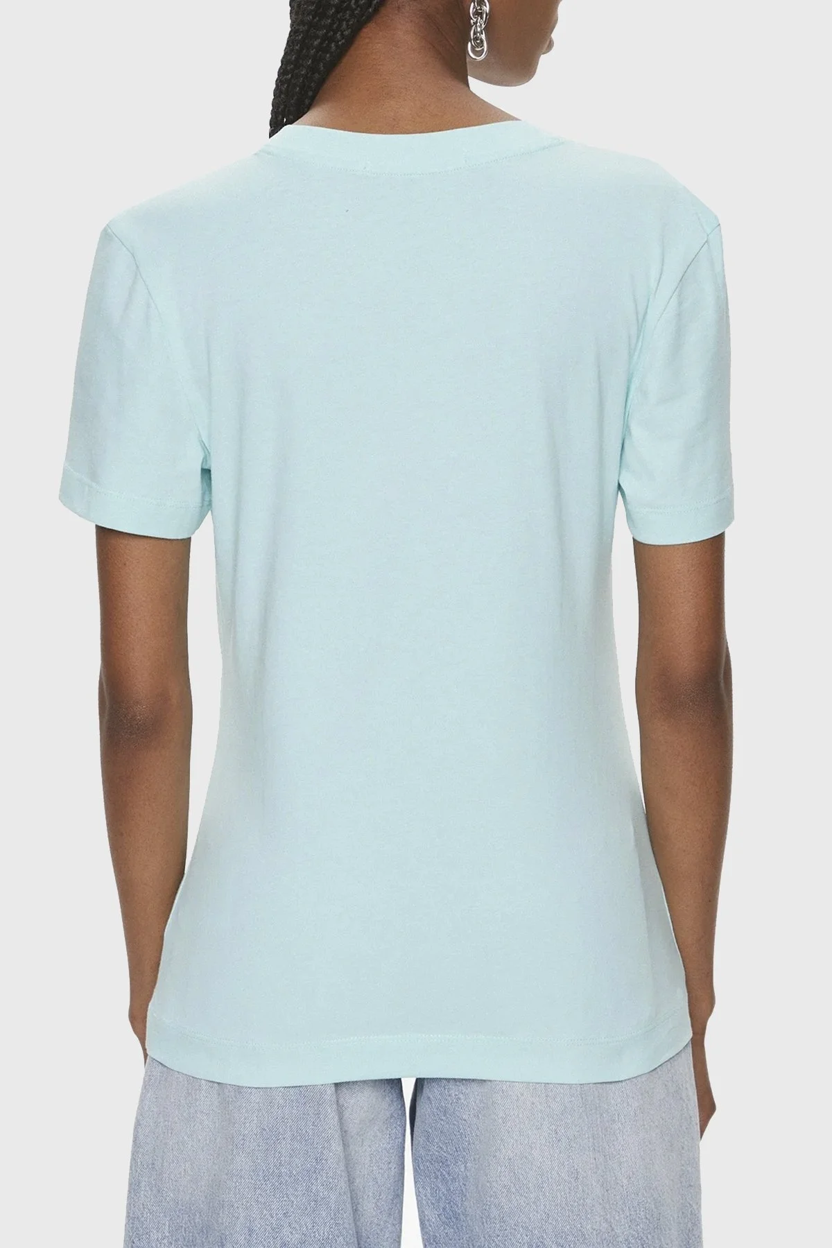Calvin Klein Pamuklu Slim Fit Bisiklet Yaka J20J222564CCP Bayan T Shirt J20J222564 CCP AÇIK MAVİ - 2