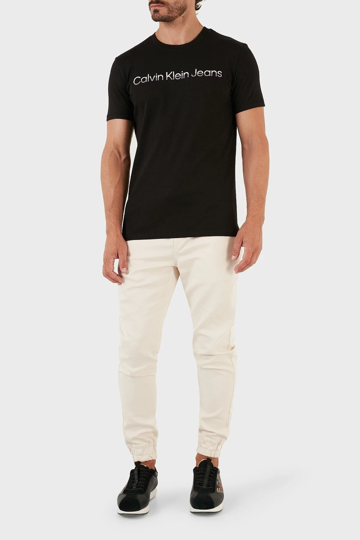 Calvin Klein Pamuklu Slim Fit Bisiklet Yaka J30J3225110GO Erkek T Shirt J30J322511 0GO SİYAH - 3