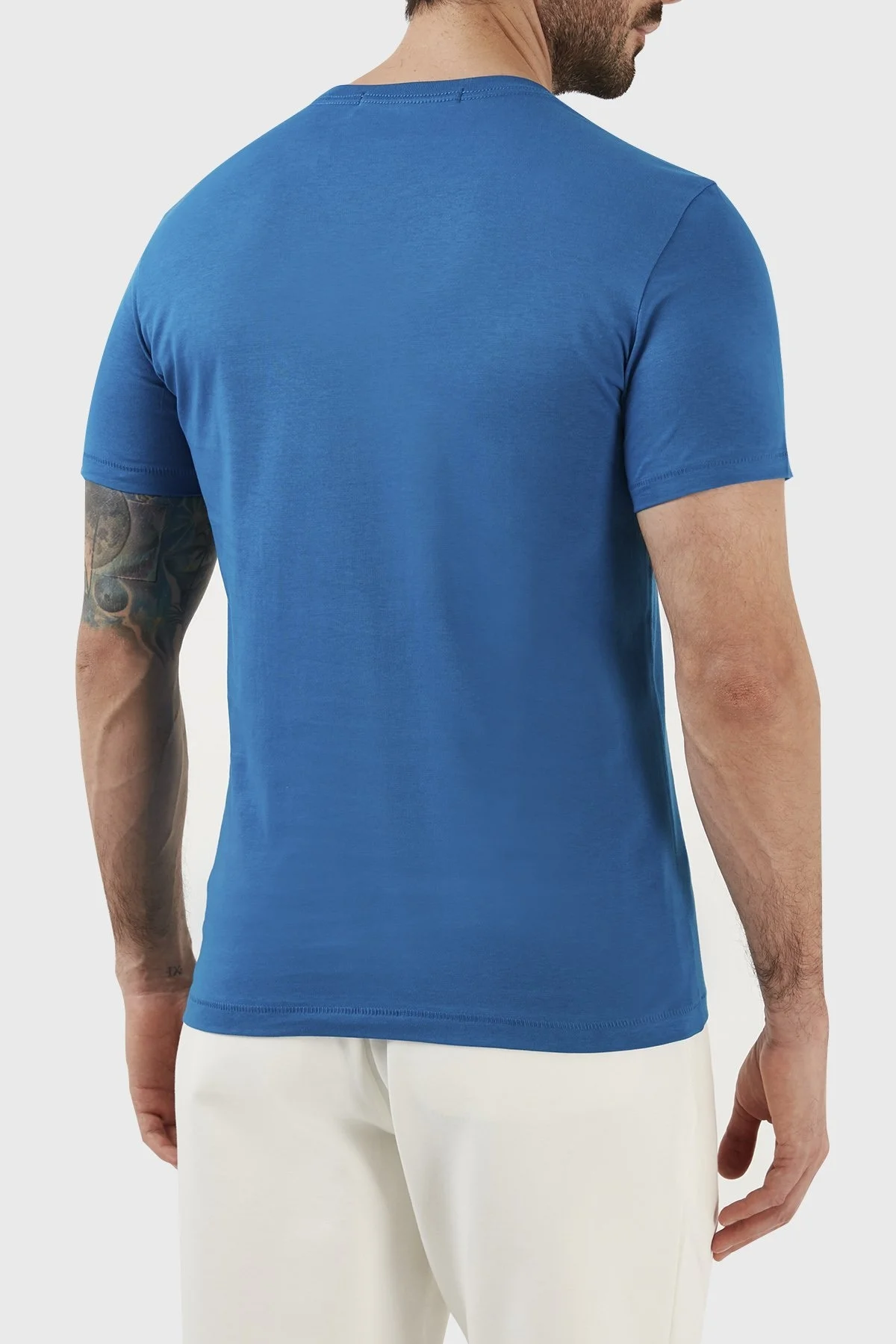 Calvin Klein Pamuklu Slim Fit Bisiklet Yaka J30J322511C3B Erkek T Shirt J30J322511 C3B MAVİ - 6