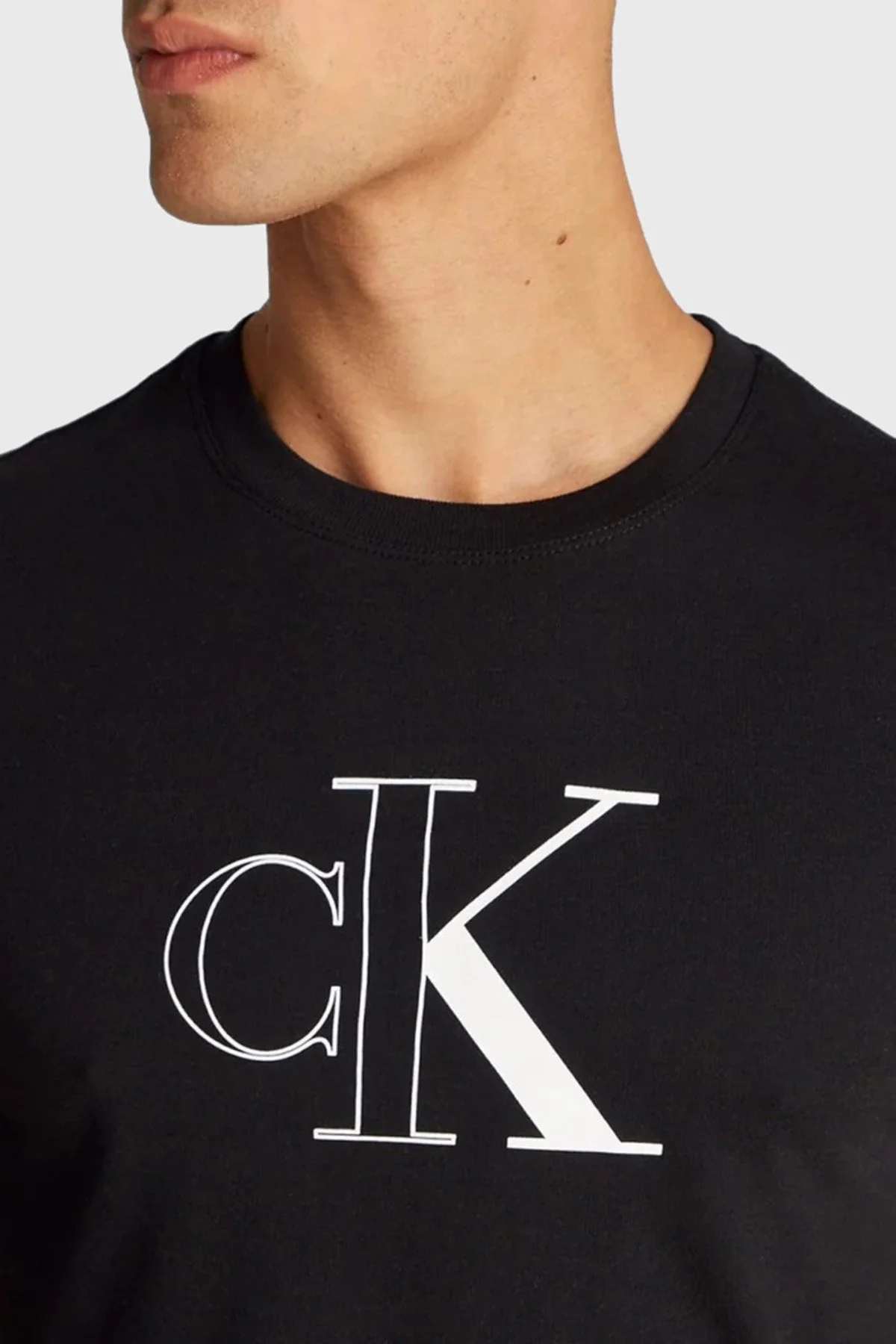 Calvin Klein Pamuklu Slim Fit Bisiklet Yaka J30J325678BEH Erkek T Shirt J30J325678 BEH SİYAH - 3