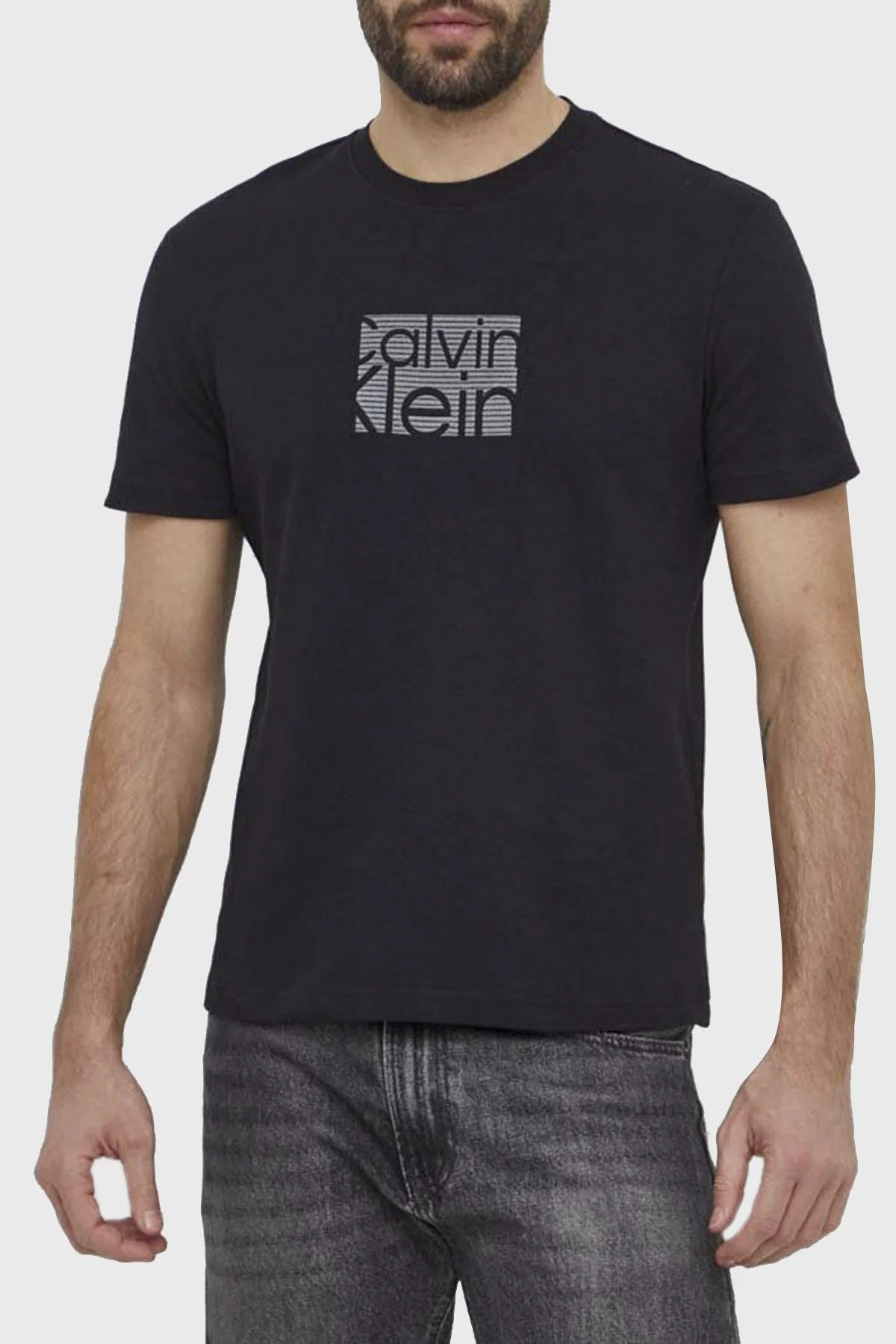 Calvin Klein Pamuklu Slim Fit Bisiklet Yaka K10K112498BEH Erkek T Shirt K10K112498 BEH SİYAH - 1