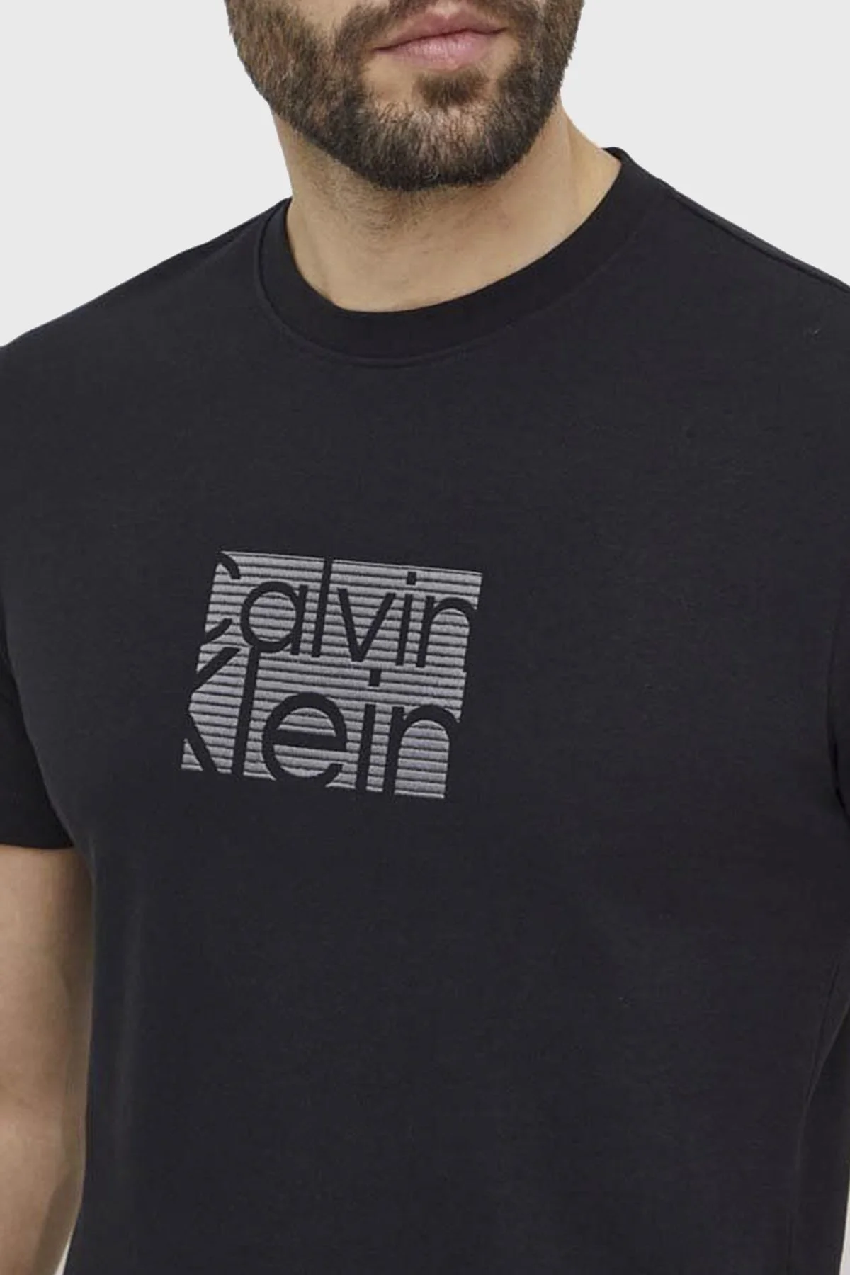 Calvin Klein Pamuklu Slim Fit Bisiklet Yaka K10K112498BEH Erkek T Shirt K10K112498 BEH SİYAH - 3