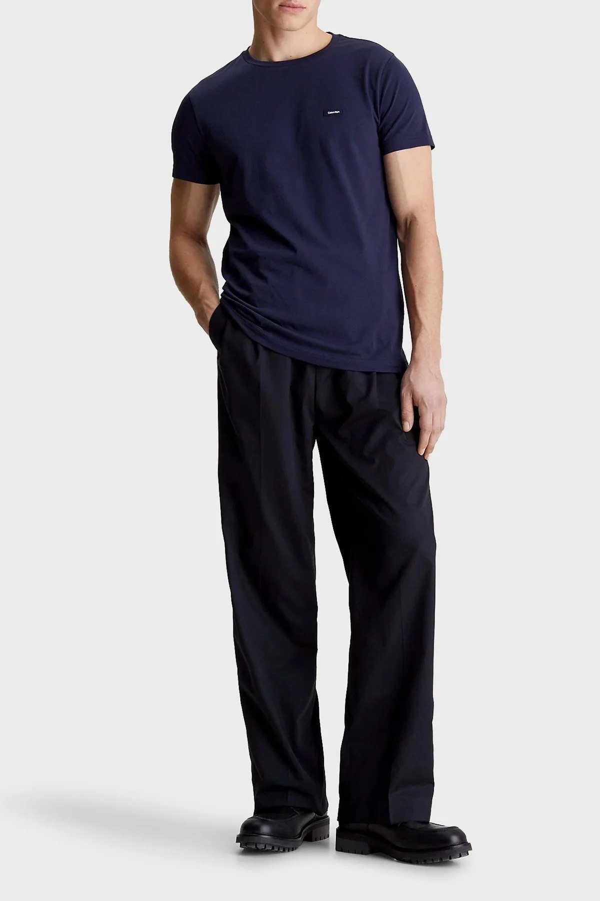 Calvin Klein Pamuklu Slim Fit Bisiklet Yaka K10K112724CHW Erkek T Shirt K10K112724 CHW LACİVERT - 3