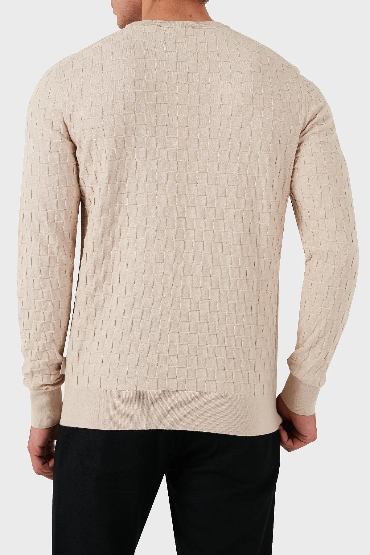 Calvin Klein Pamuklu Yünlü Slim Fit Bisiklet Yaka K10K113747ACE Erkek Kazak K10K113747 ACE EKRU - 7