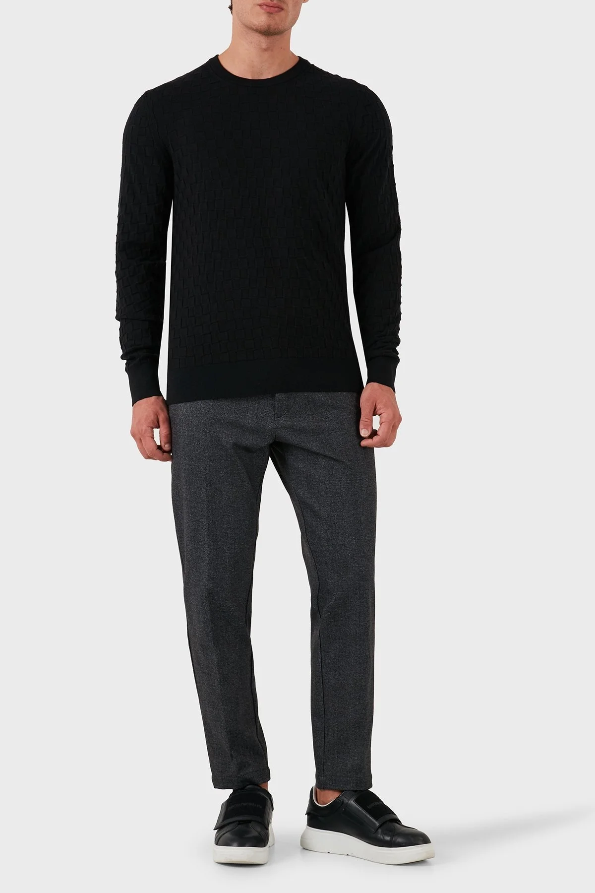 Calvin Klein Pamuklu Slim Fit Bisiklet Yaka K10K113747BEH Erkek Kazak K10K113747 BEH SİYAH - 2