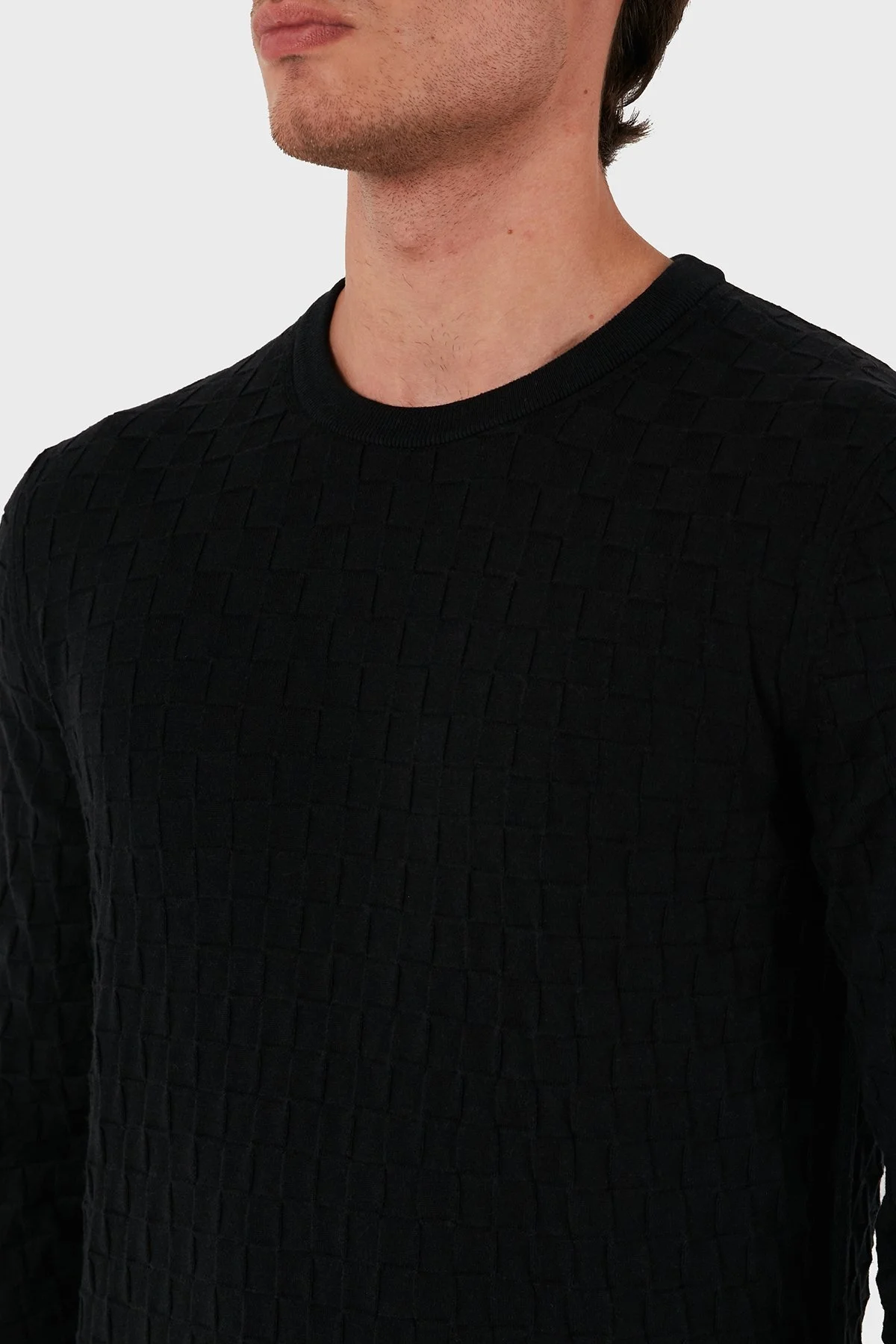 Calvin Klein Pamuklu Slim Fit Bisiklet Yaka K10K113747BEH Erkek Kazak K10K113747 BEH SİYAH - 5