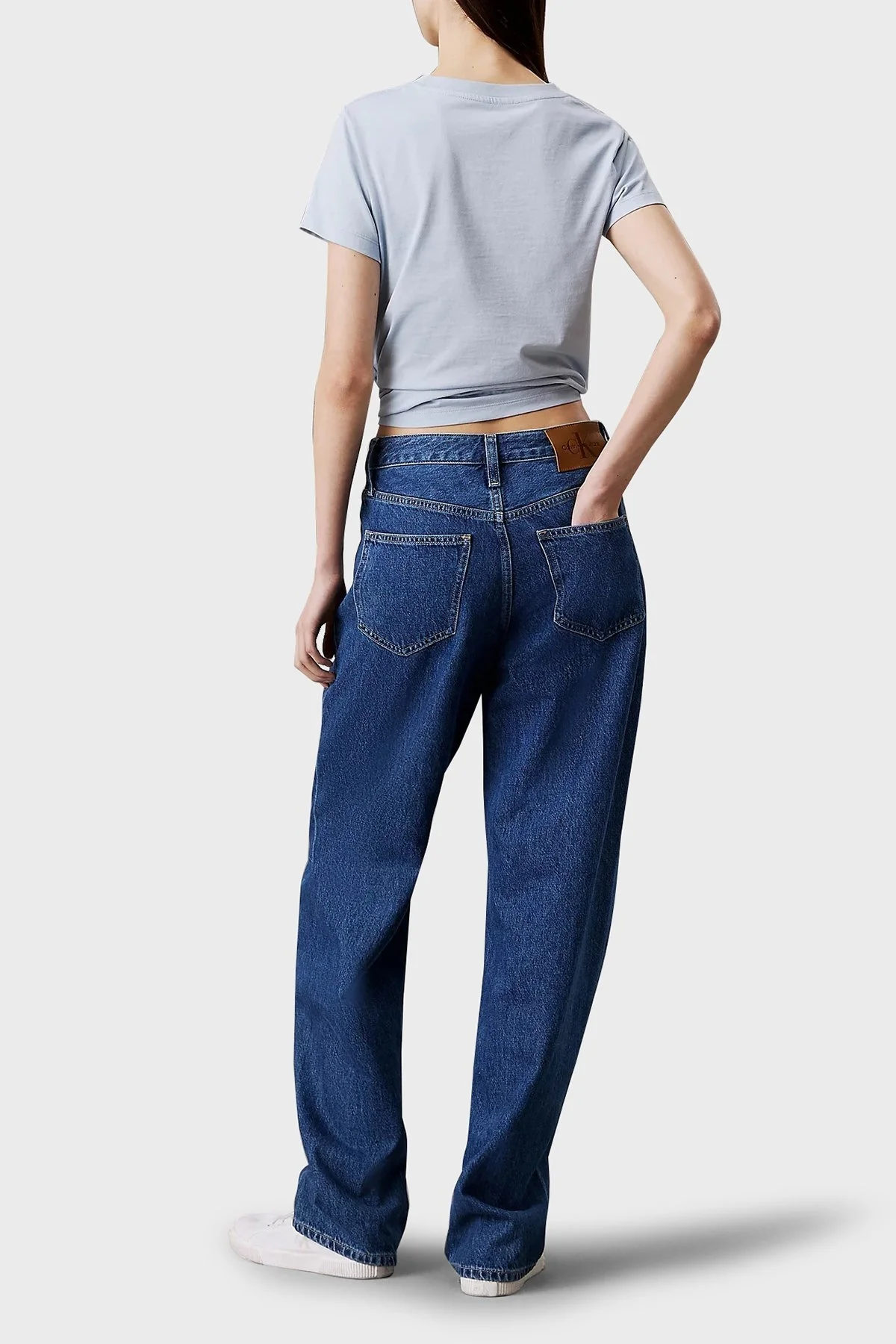 Calvin Klein Pamuklu Slim Fit Bisiklet Yaka Logolu J20J225252CUI Bayan T Shirt J20J225252 CUI AÇIK MAVİ - 2