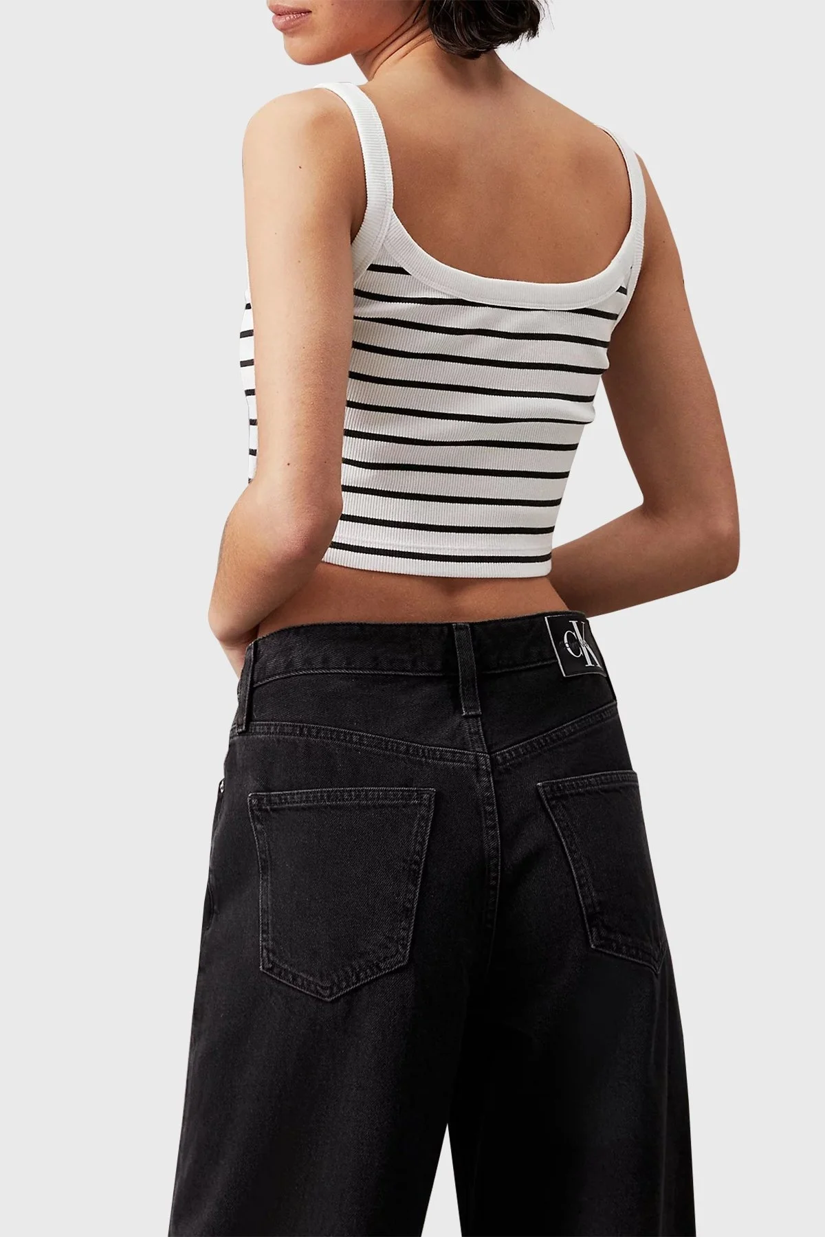 Calvin Klein Pamuklu Slim Fit Bralet J20J2235580GO Bayan Top J20J223558 0GO SİYAH-BEYAZ - 2