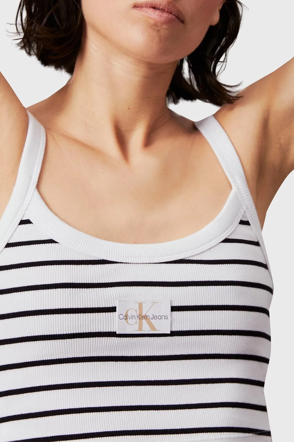 Calvin Klein Pamuklu Slim Fit Bralet J20J2235580GO Bayan Top J20J223558 0GO SİYAH-BEYAZ - 3