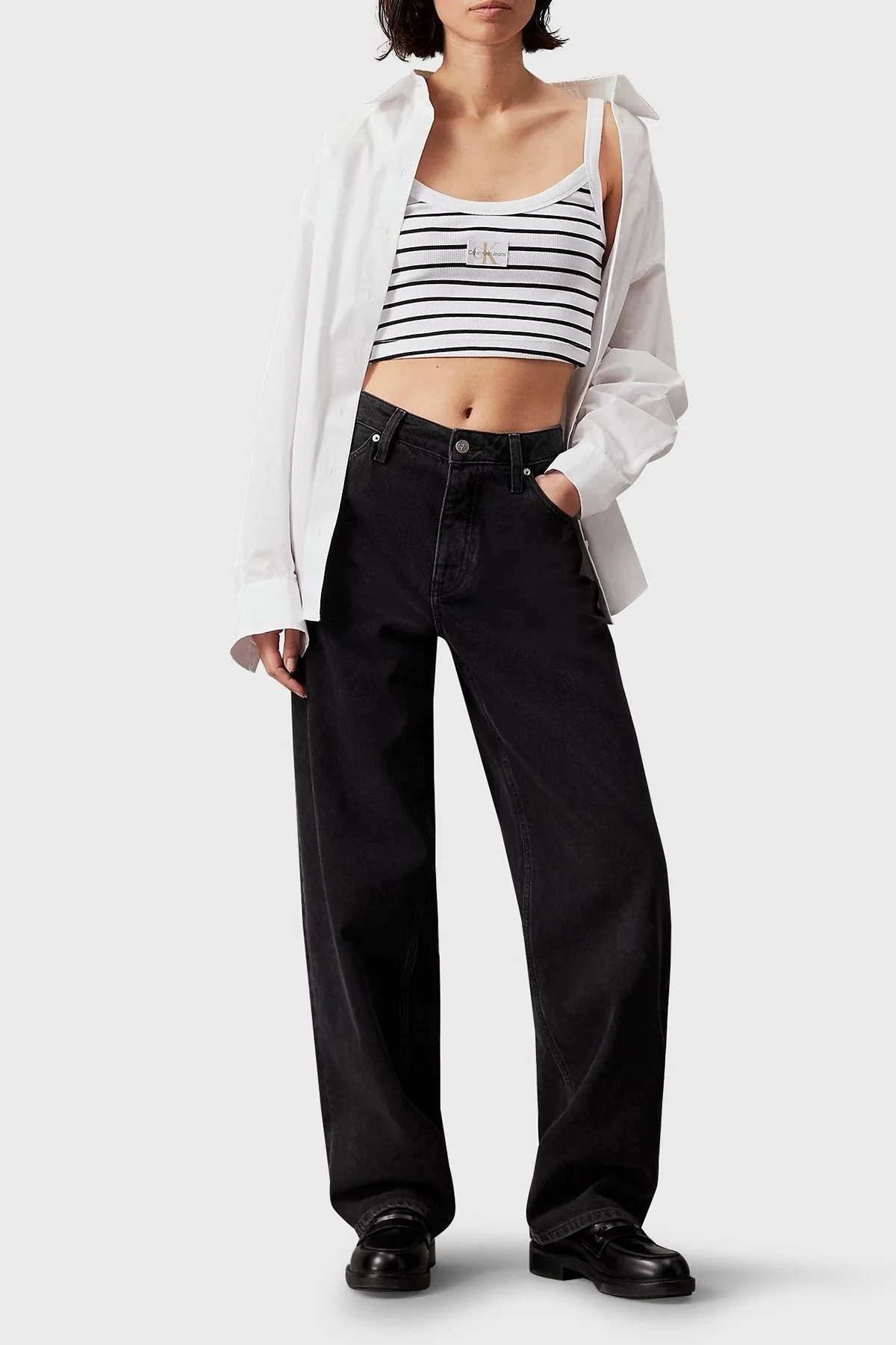 Calvin Klein Pamuklu Slim Fit Bralet J20J2235580GO Bayan Top J20J223558 0GO SİYAH-BEYAZ - 5