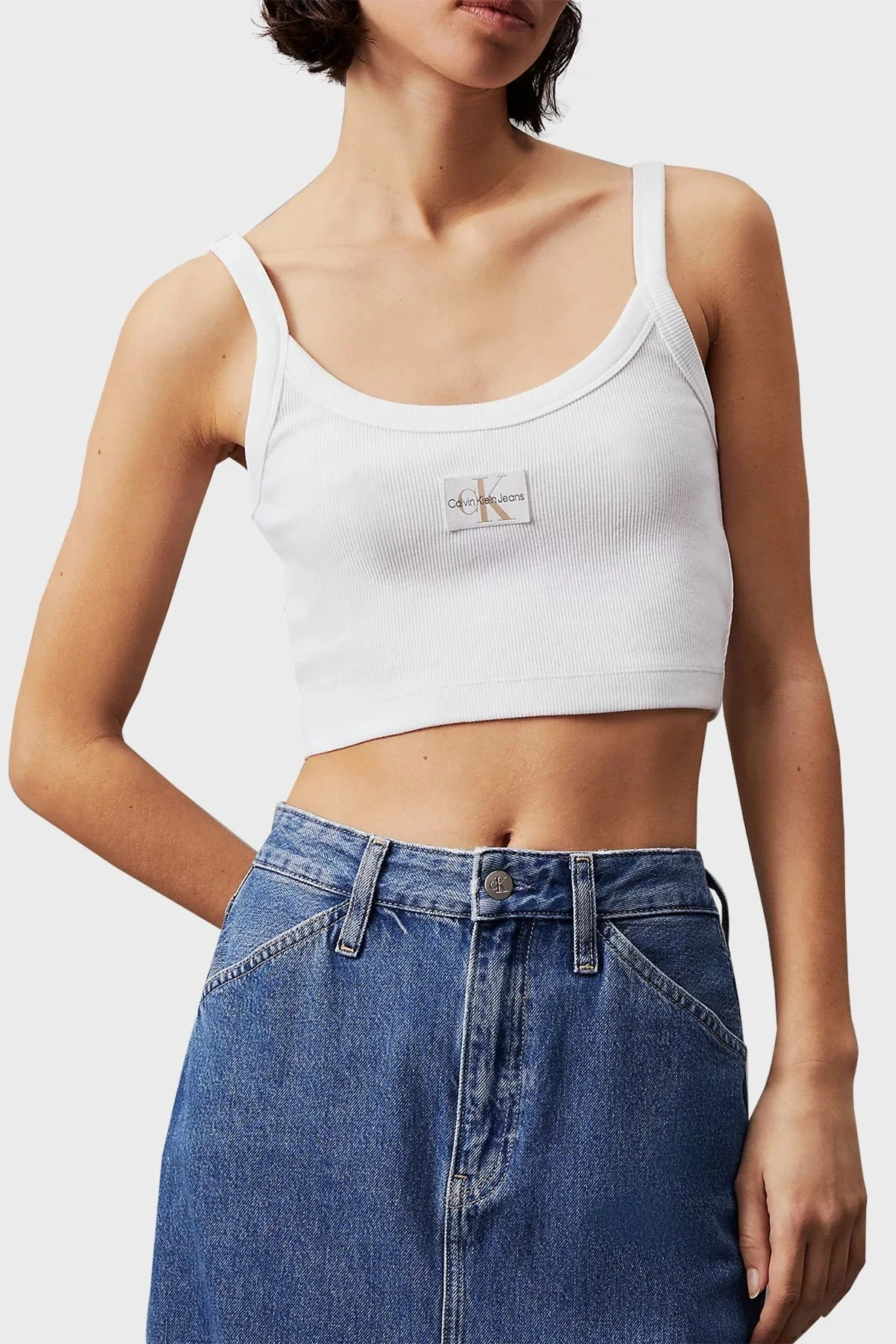 Calvin Klein Pamuklu Slim Fit Bralet J20J223558YAF Bayan Top J20J223558 YAF BEYAZ - 1