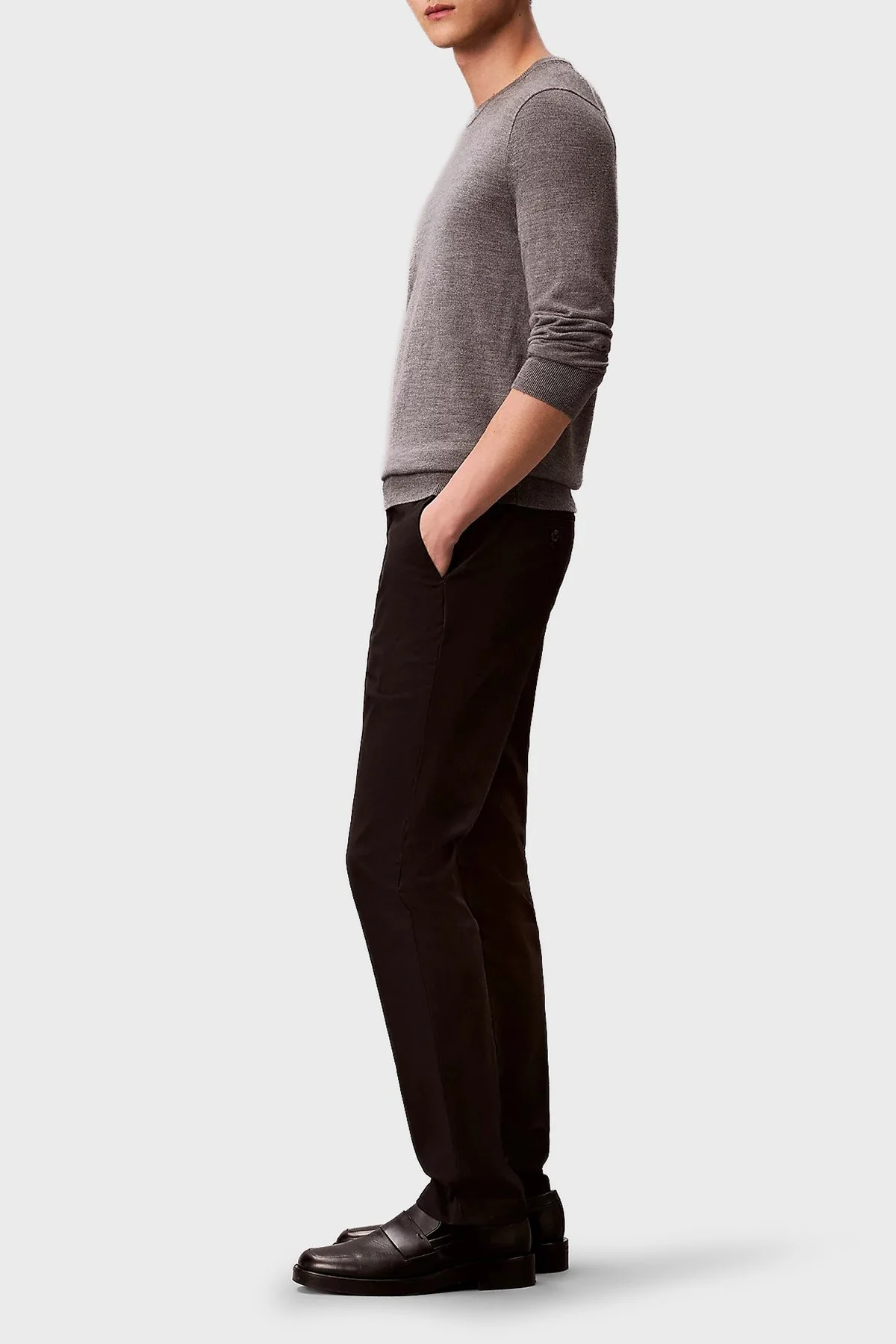 Calvin Klein Pamuklu Slim Fit Dar Paça Chino LV04LD613GUB1 Erkek Pantolon LV04LD613G UB1 SİYAH - 4