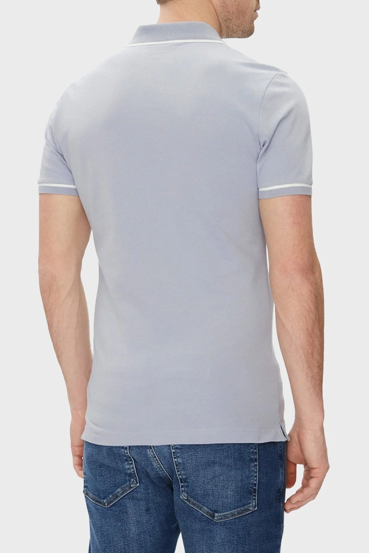 Calvin Klein Pamuklu Slim Fit Düğmeli J30J315603CAG Erkek Polo Yaka T Shirt J30J315603 CAG AÇIK MAVİ - 7