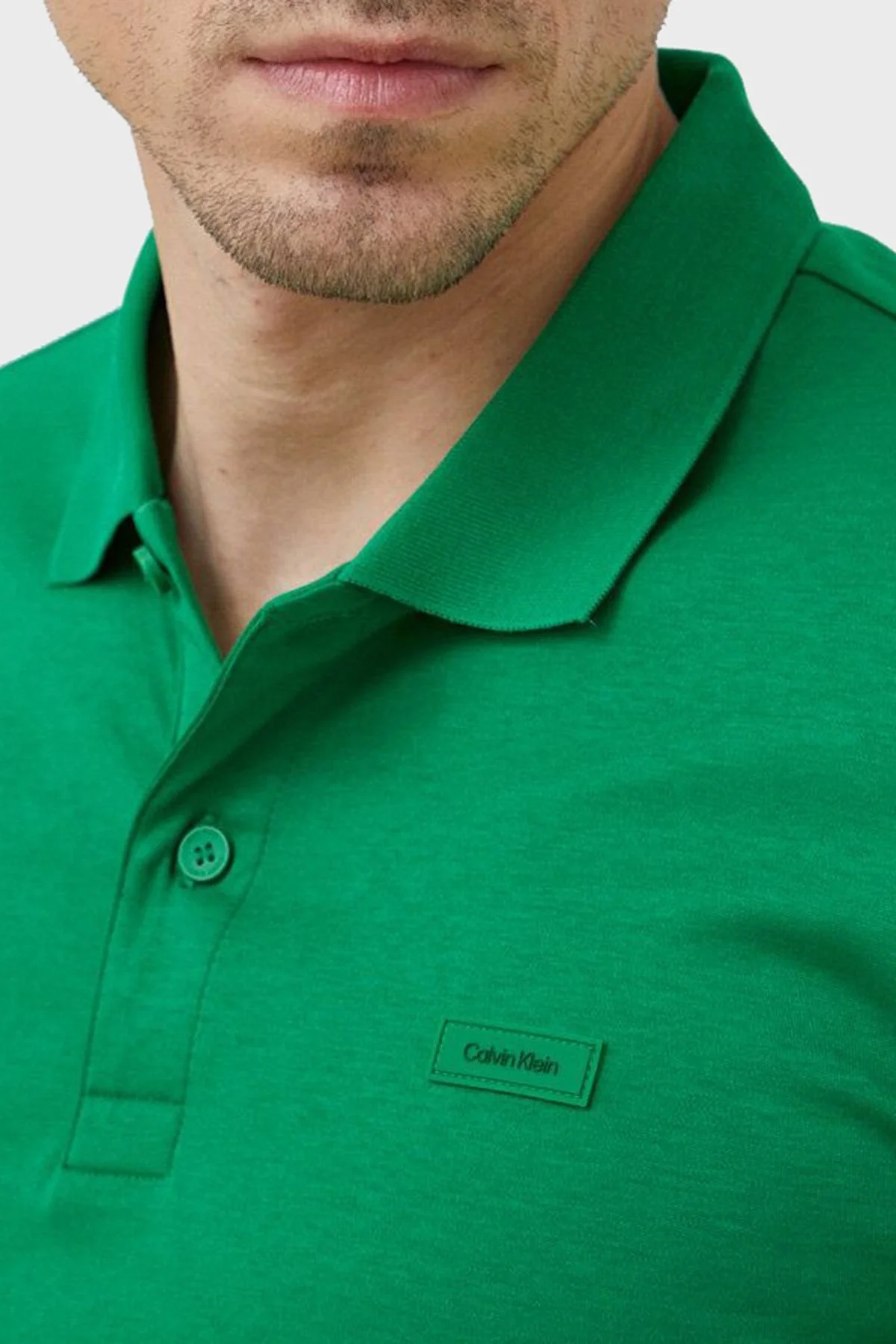 Calvin Klein Pamuklu Slim Fit Düğmeli K10K111657LZL Erkek Polo T Shirt K10K111657 LZL YEŞİL - 4