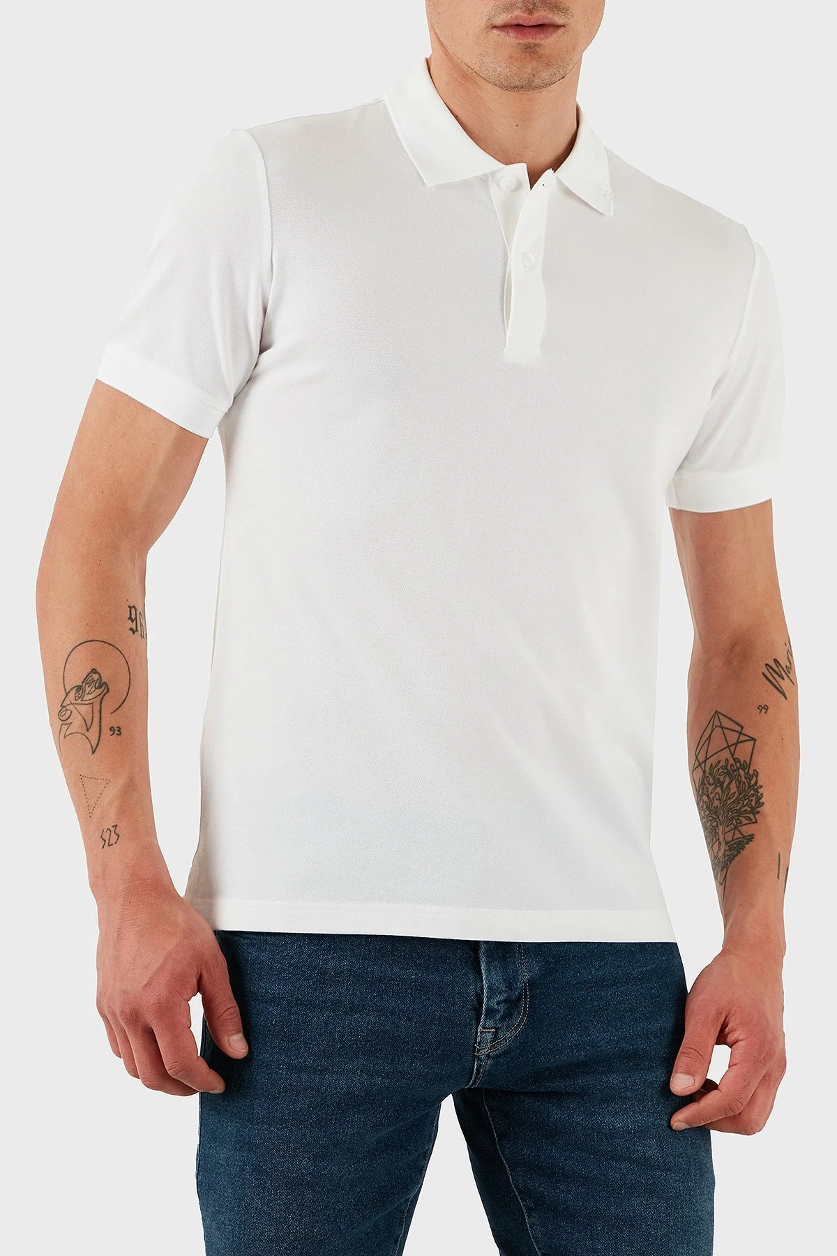 Calvin Klein Pamuklu Slim Fit Düğmeli K10K114484YAF Erkek Polo Yaka T Shirt K10K114484 YAF BEYAZ - 7
