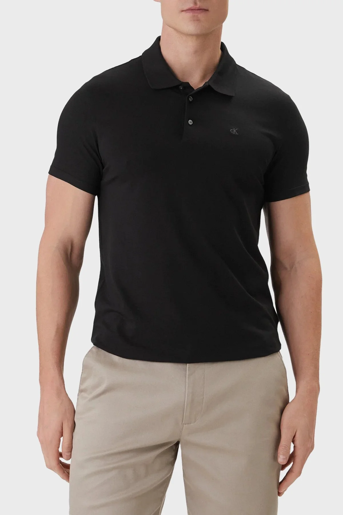 Calvin Klein Pamuklu Slim Fit Düğmeli LV04LF200GUB1 Erkek Polo LV04LF200G UB1 SİYAH - 1