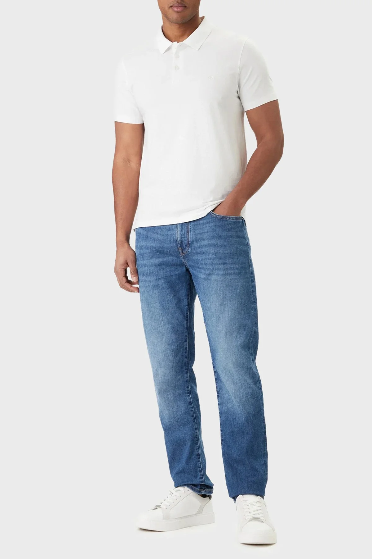 Calvin Klein Pamuklu Slim Fit Düğmeli LV04LF200GYAF Erkek Polo LV04LF200G YAF BEYAZ - 2