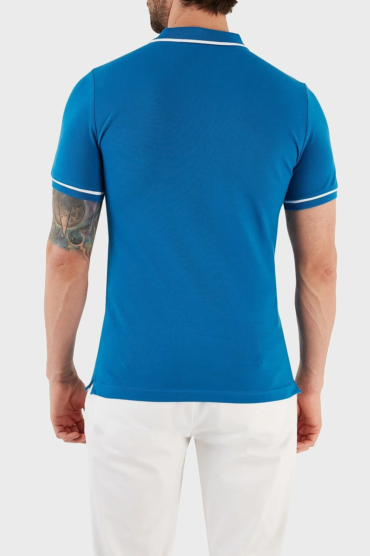 Calvin Klein Pamuklu Slim Fit Düğmeli Yaka J30J315603C3B Erkek Polo T Shirt J30J315603 C3B MAVİ - 5