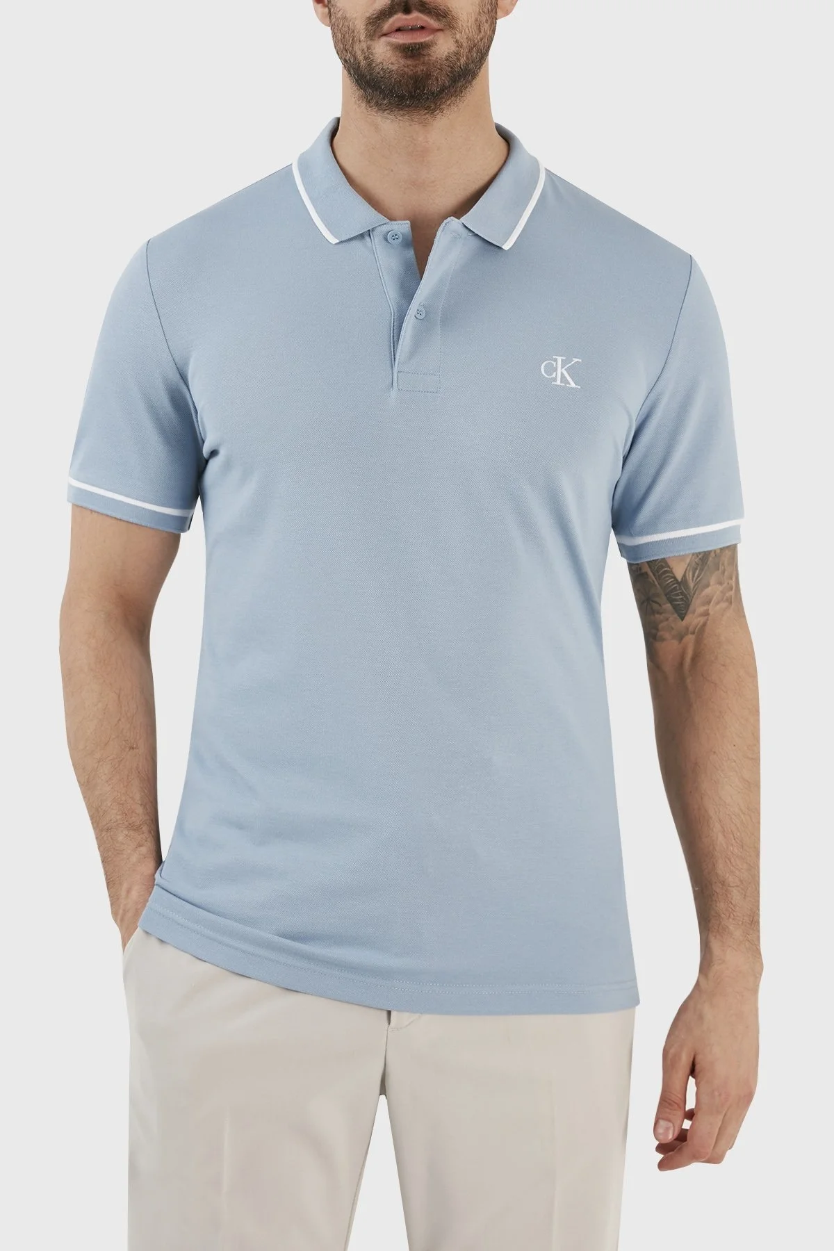 Calvin Klein Pamuklu Slim Fit Düğmeli Yaka J30J315603DAR Erkek Polo T Shirt J30J315603 DAR LACİVERT - 2