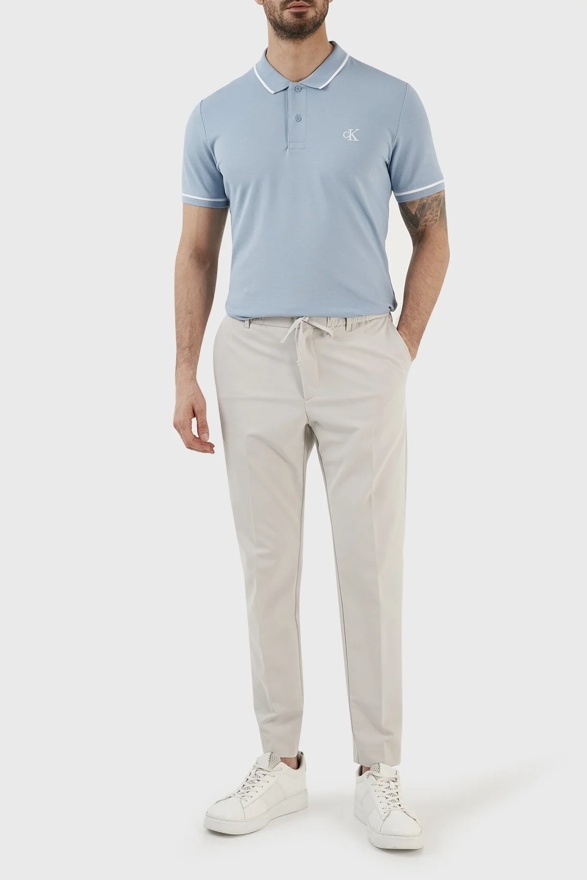 Calvin Klein Pamuklu Slim Fit Düğmeli Yaka J30J315603DAR Erkek Polo T Shirt J30J315603 DAR LACİVERT - 4