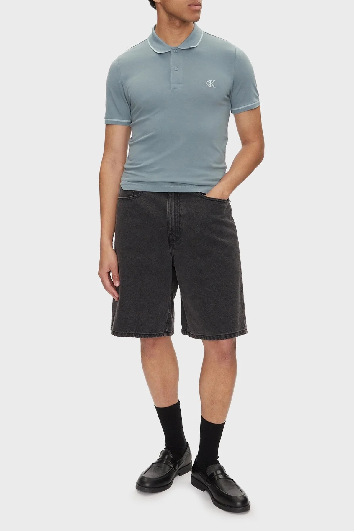 Calvin Klein Pamuklu Slim Fit Düğmeli Yaka Polo T Shirt J30J315603CKM Erkek Polo Yaka T Shirt J30J315603 CKM AÇIK MAVİ - 7