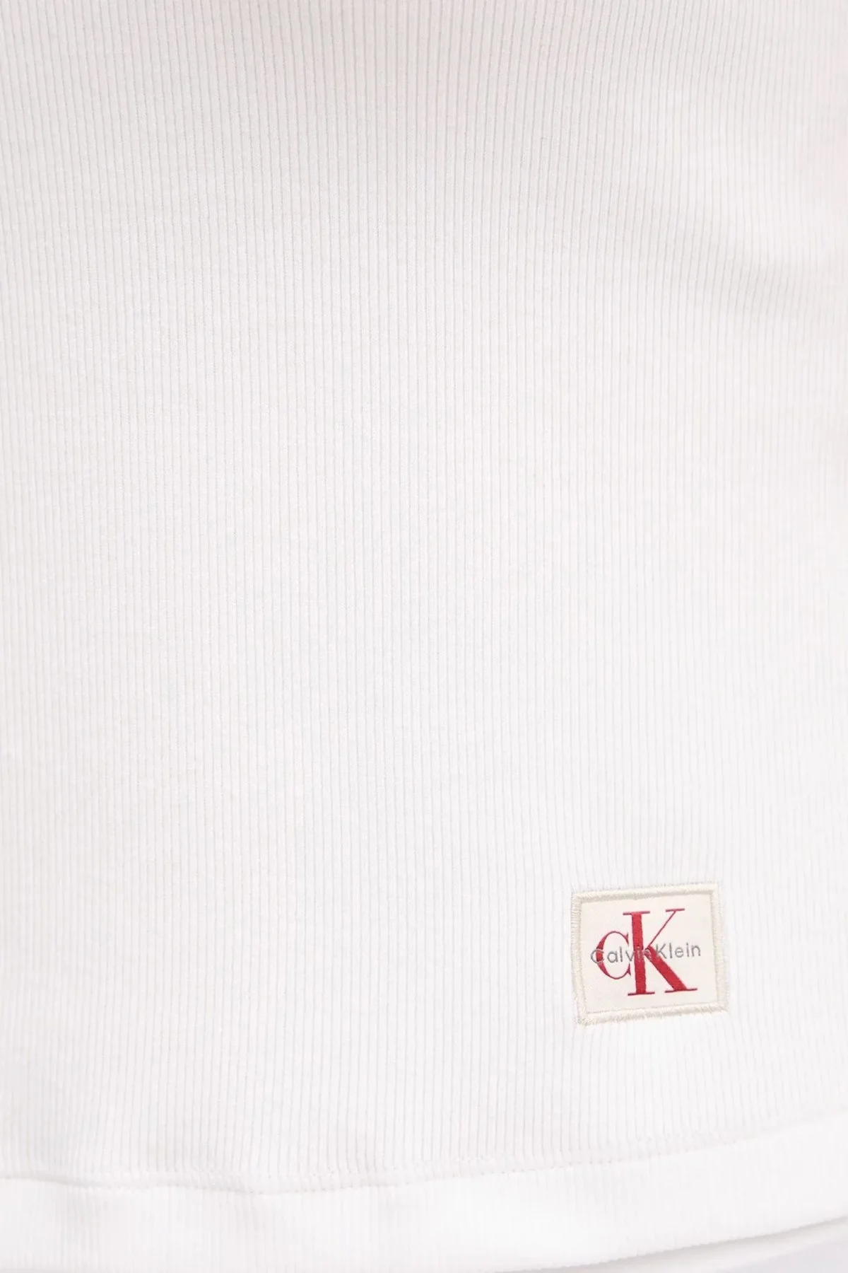 Calvin Klein Pamuklu Slim Fit Fermuarlı Dik Yaka Logolu LV047C909GYAA Bayan Top LV047C909G YAA BEYAZ - 5