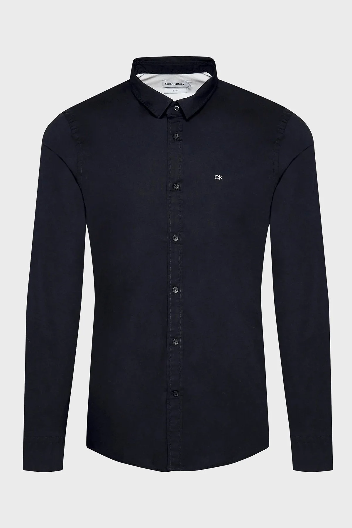 Calvin Klein Pamuklu Slim Fit İnce Poplin Streç Erkek Gömlek K10K110856 BEH SİYAH - 5