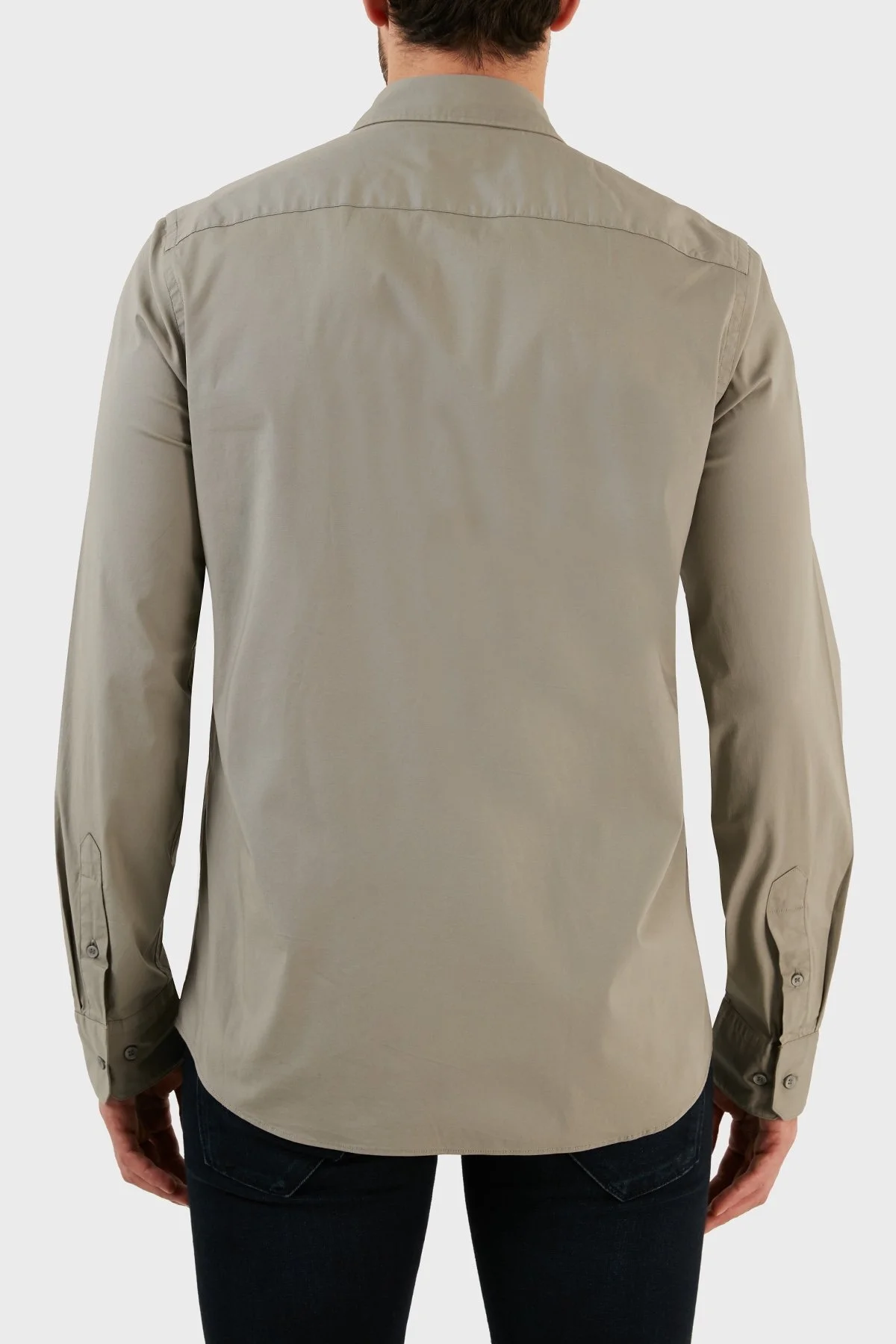 Calvin Klein Pamuklu Slim Fit İnce Poplin Streç Erkek Gömlek K10K110856 CHH GRİ - 5