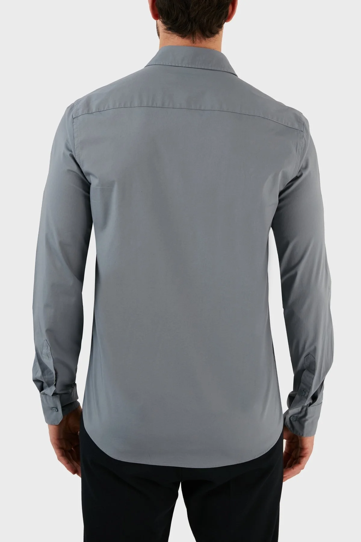 Calvin Klein Pamuklu Slim Fit İnce Poplin Streç Erkek Gömlek K10K110856 POC GRİ - 5