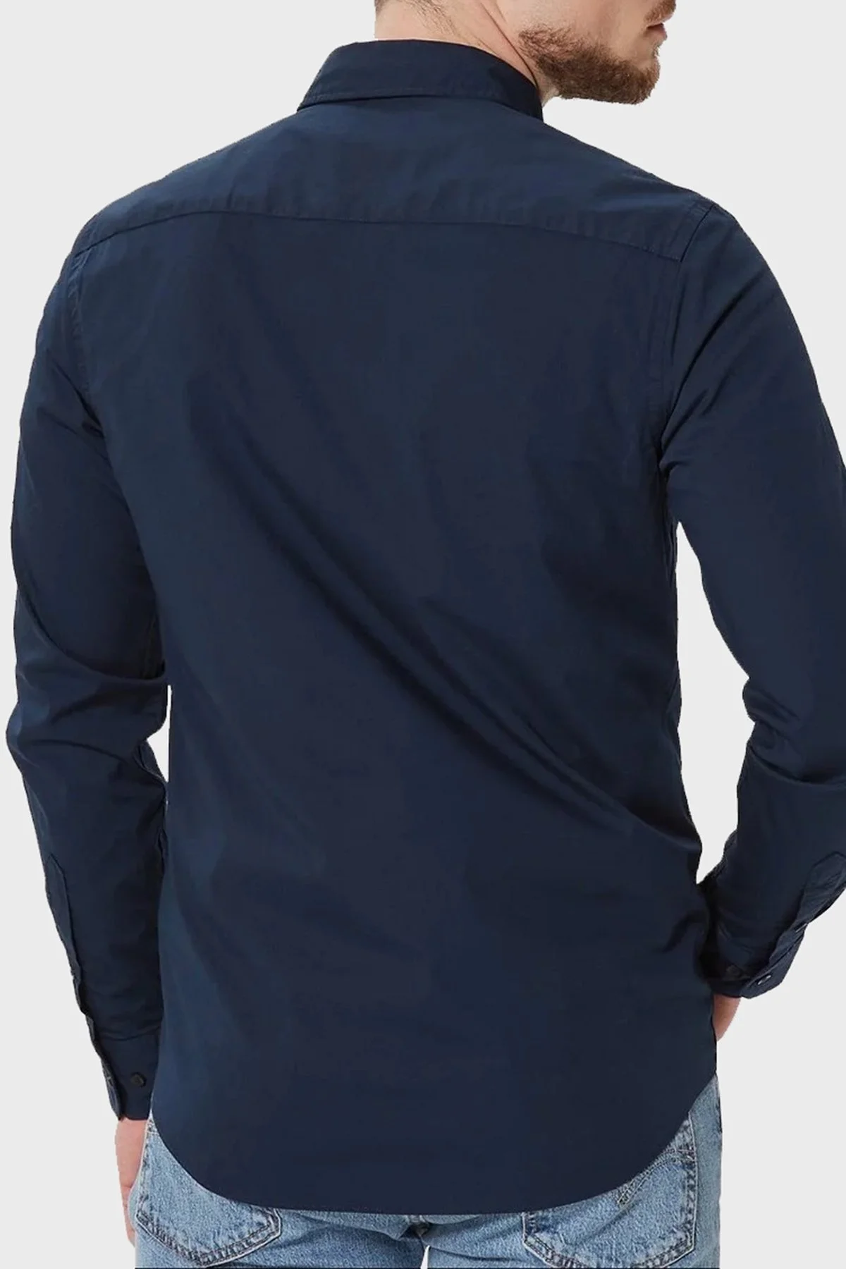 Calvin Klein Pamuklu Slim Fit İnce Poplin Streç K10K110856CHW Erkek Gömlek K10K110856 CHW LACİVERT - 2