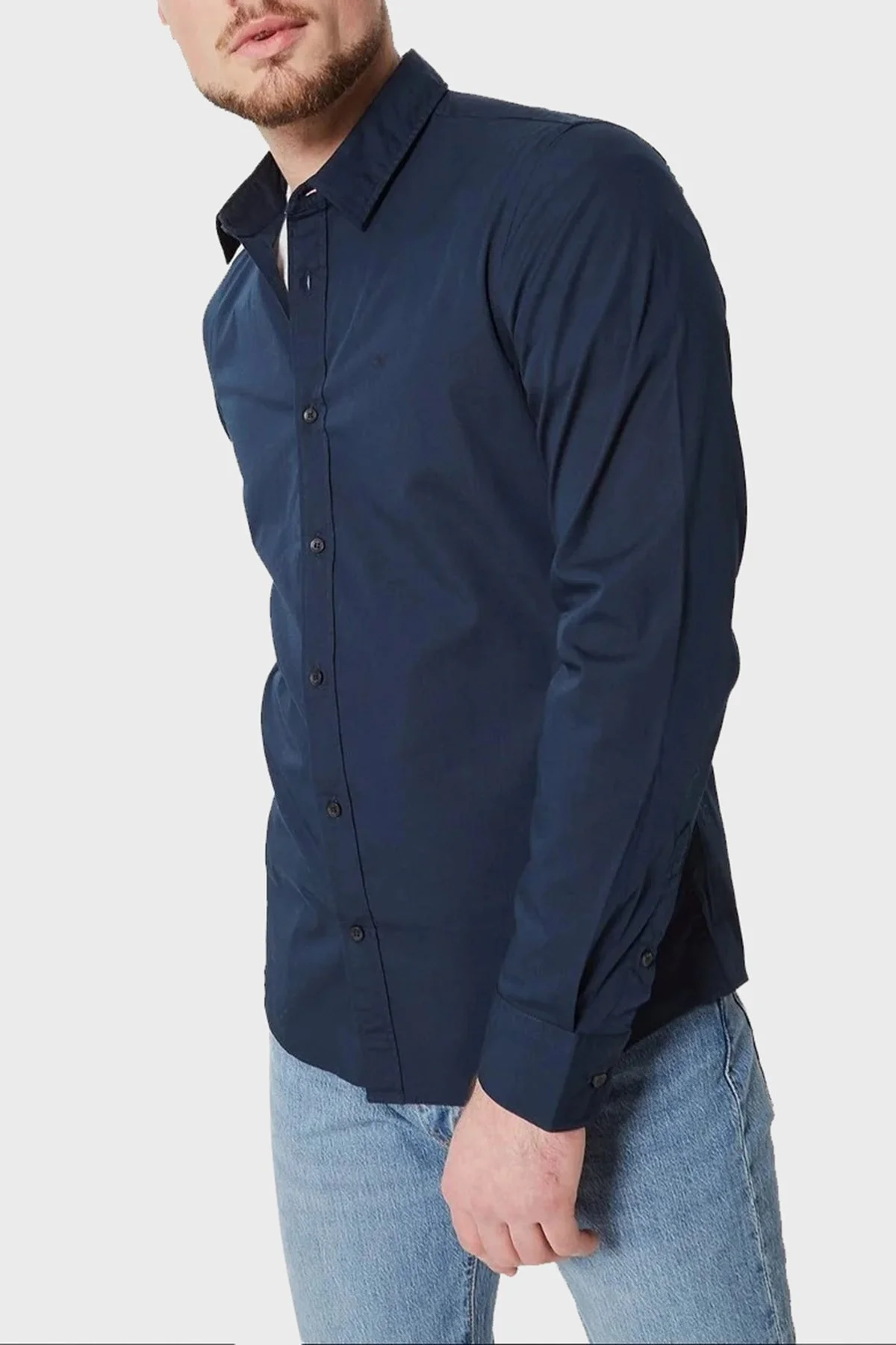 Calvin Klein Pamuklu Slim Fit İnce Poplin Streç K10K110856CHW Erkek Gömlek K10K110856 CHW LACİVERT - 3