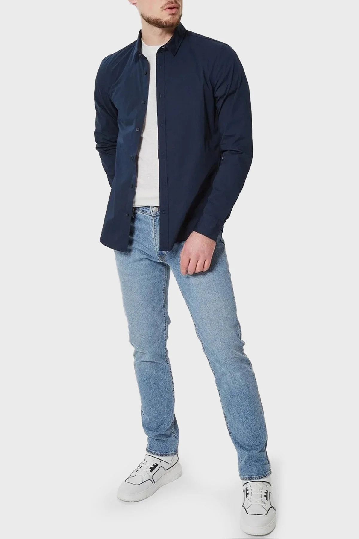 Calvin Klein Pamuklu Slim Fit İnce Poplin Streç K10K110856CHW Erkek Gömlek K10K110856 CHW LACİVERT - 5