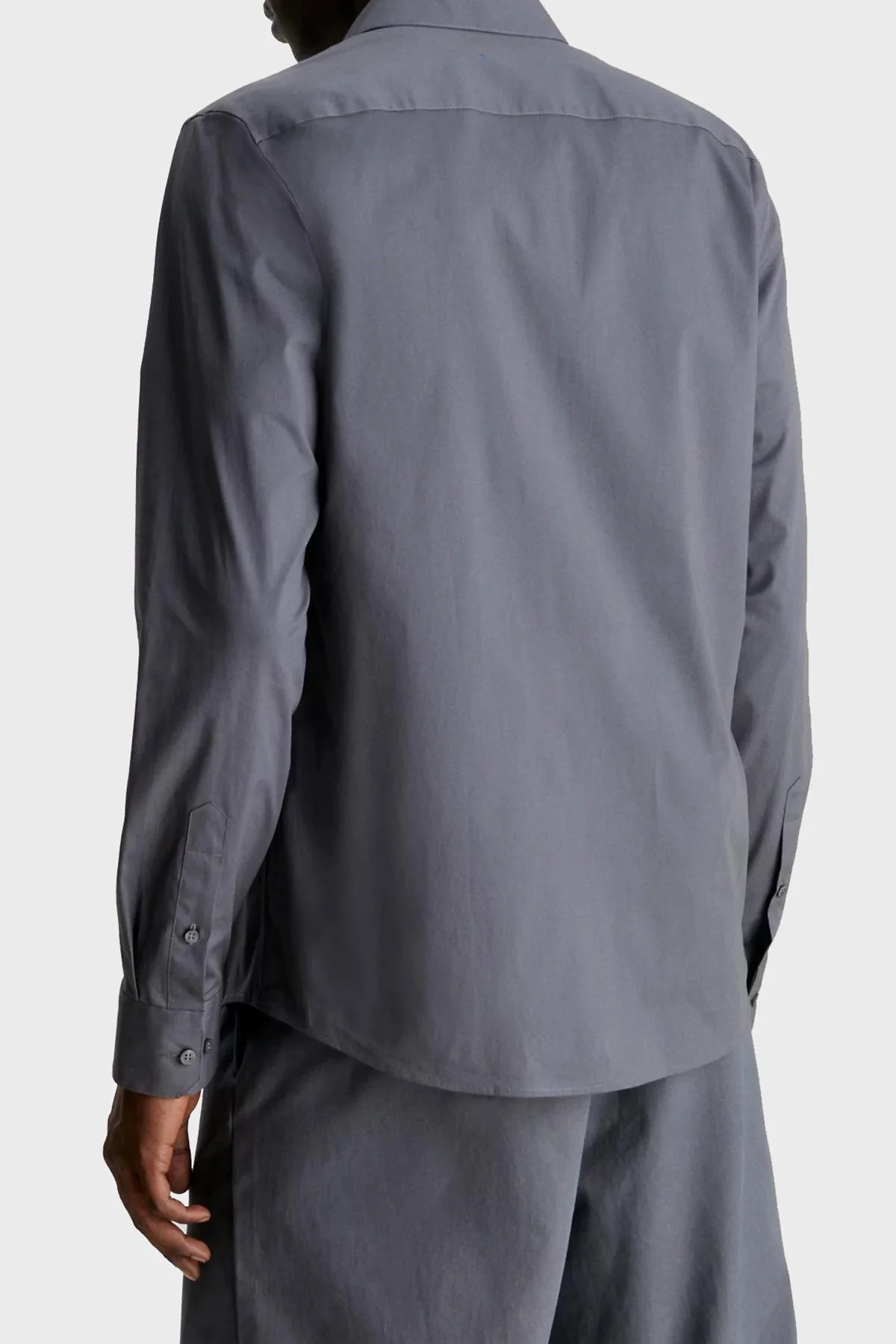 Calvin Klein Pamuklu Slim Fit İnce Poplin Streç K10K110856PCX Erkek Gömlek K10K110856 PCX GRİ - 2
