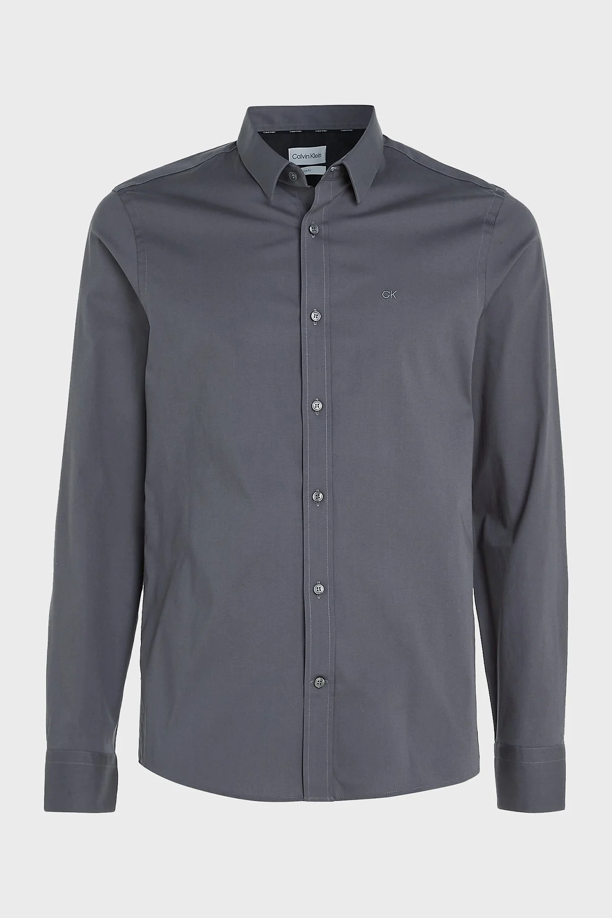 Calvin Klein Pamuklu Slim Fit İnce Poplin Streç K10K110856PCX Erkek Gömlek K10K110856 PCX GRİ - 5