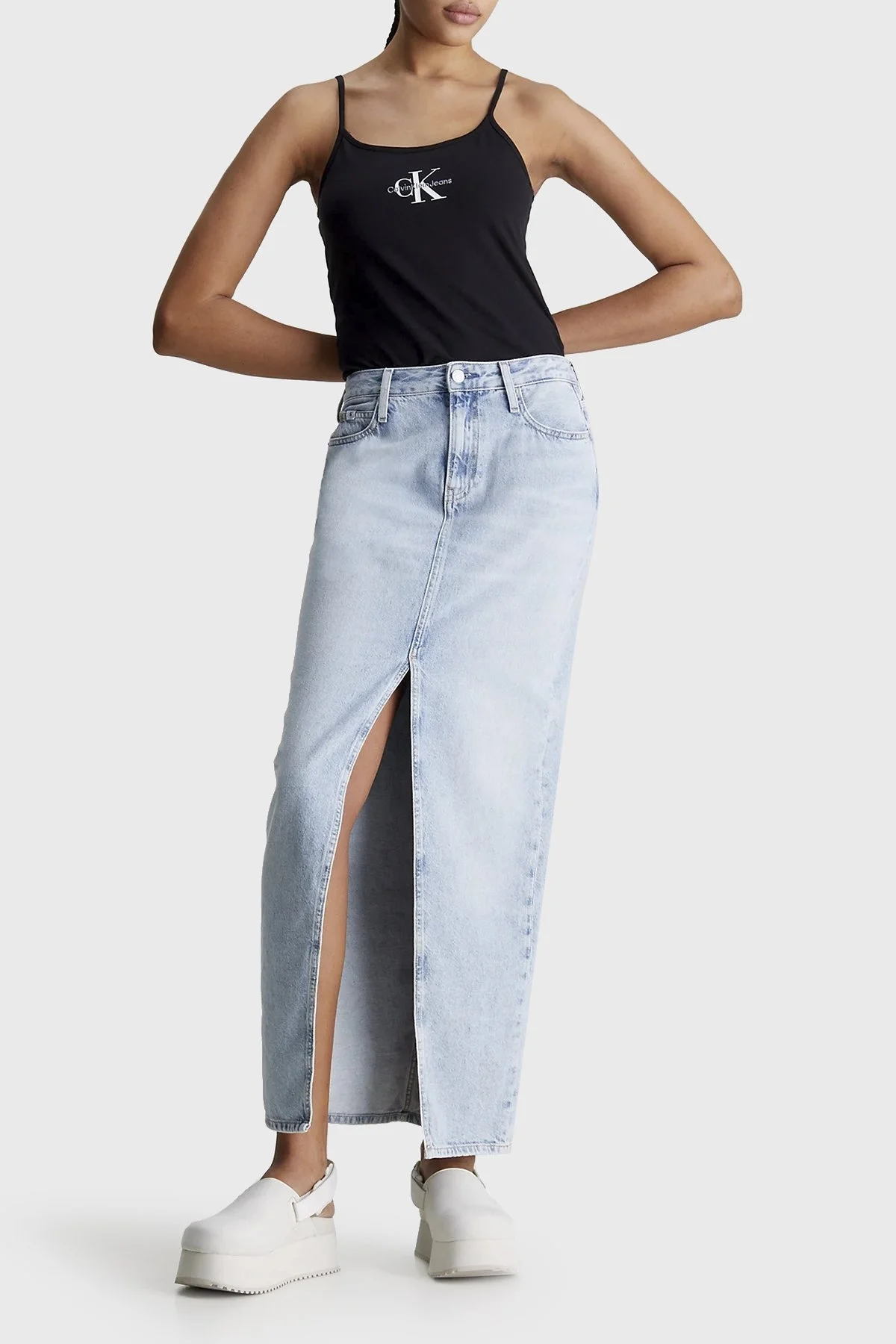 Calvin Klein Pamuklu Slim Fit İp Askılı J20J223105BEH Bayan Top J20J223105 BEH SİYAH - 2