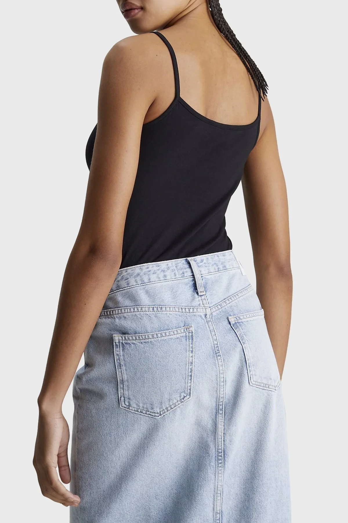 Calvin Klein Pamuklu Slim Fit İp Askılı J20J223105BEH Bayan Top J20J223105 BEH SİYAH - 3