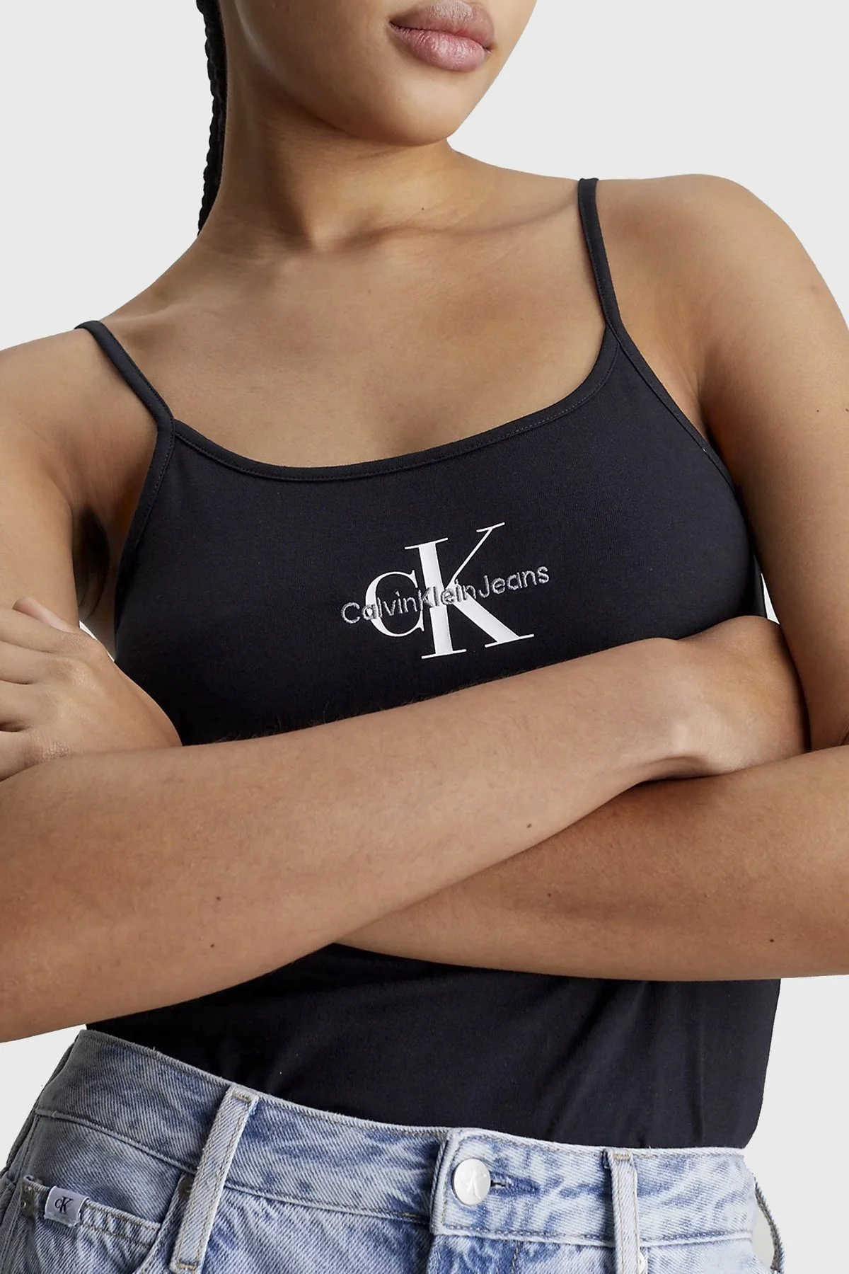 Calvin Klein Pamuklu Slim Fit İp Askılı J20J223105BEH Bayan Top J20J223105 BEH SİYAH - 4