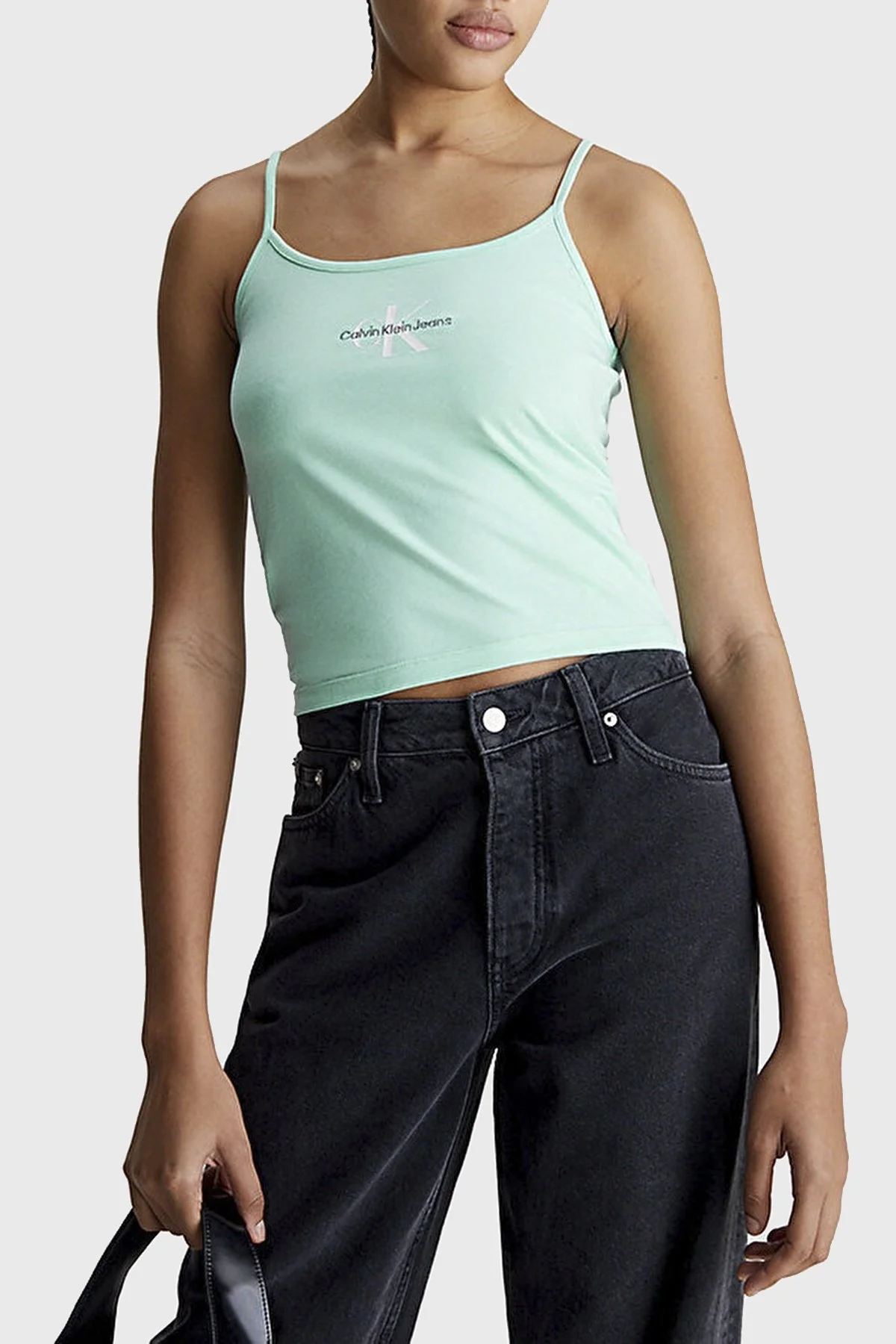 Calvin Klein Pamuklu Slim Fit İp Askılı J20J223105CCP Bayan Top J20J223105 CCP AÇIK MAVİ - 1