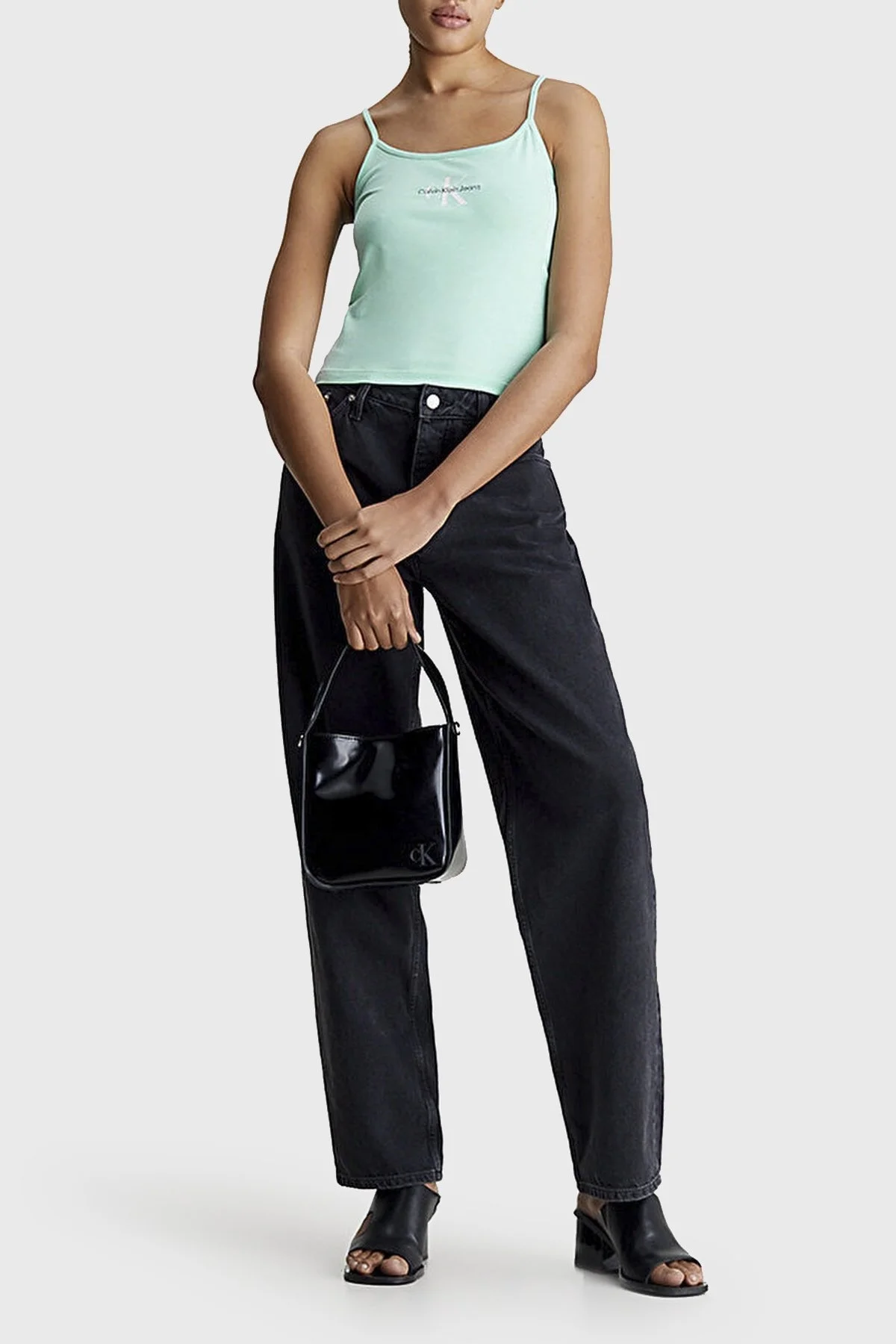 Calvin Klein Pamuklu Slim Fit İp Askılı J20J223105CCP Bayan Top J20J223105 CCP AÇIK MAVİ - 3