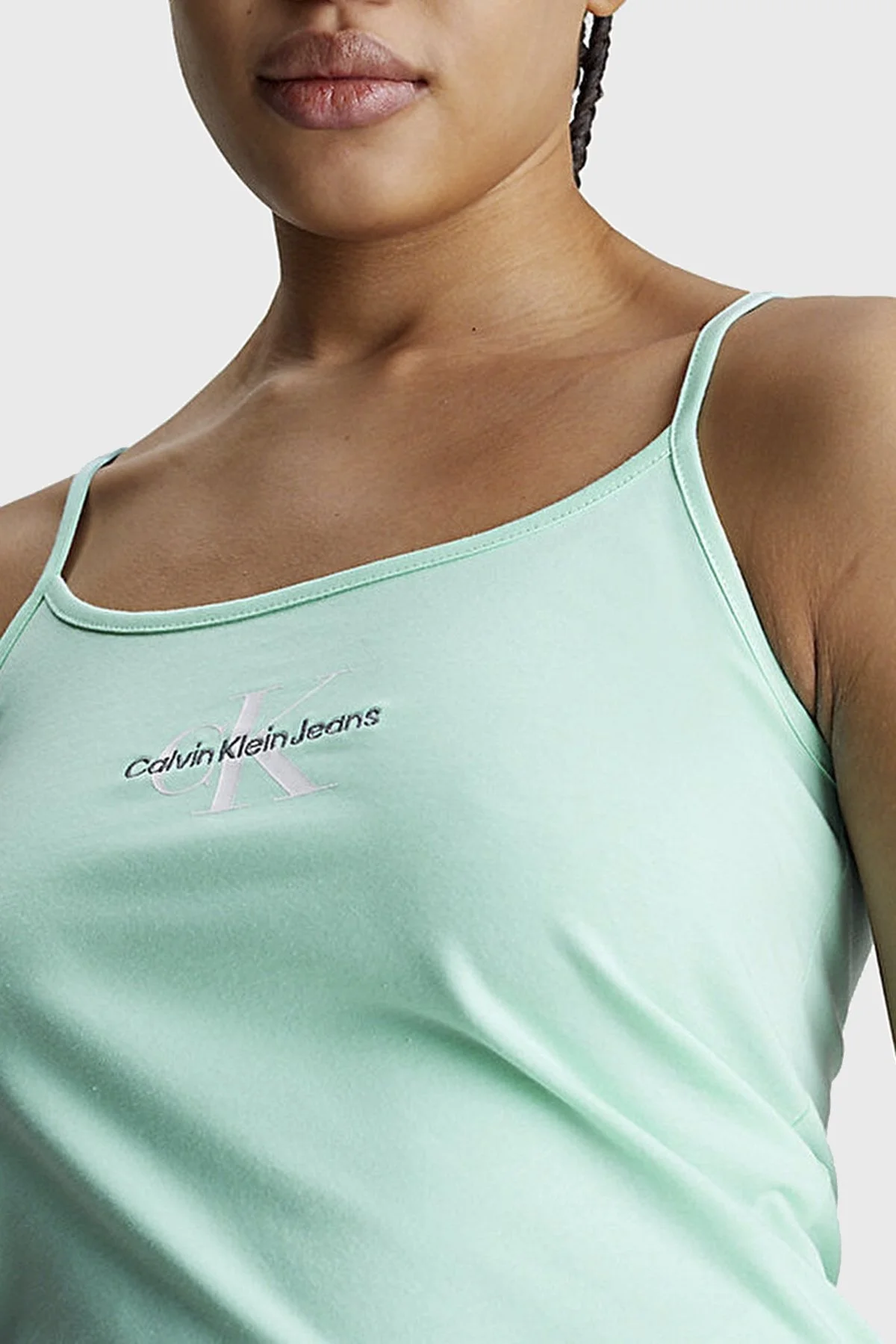 Calvin Klein Pamuklu Slim Fit İp Askılı J20J223105CCP Bayan Top J20J223105 CCP AÇIK MAVİ - 4