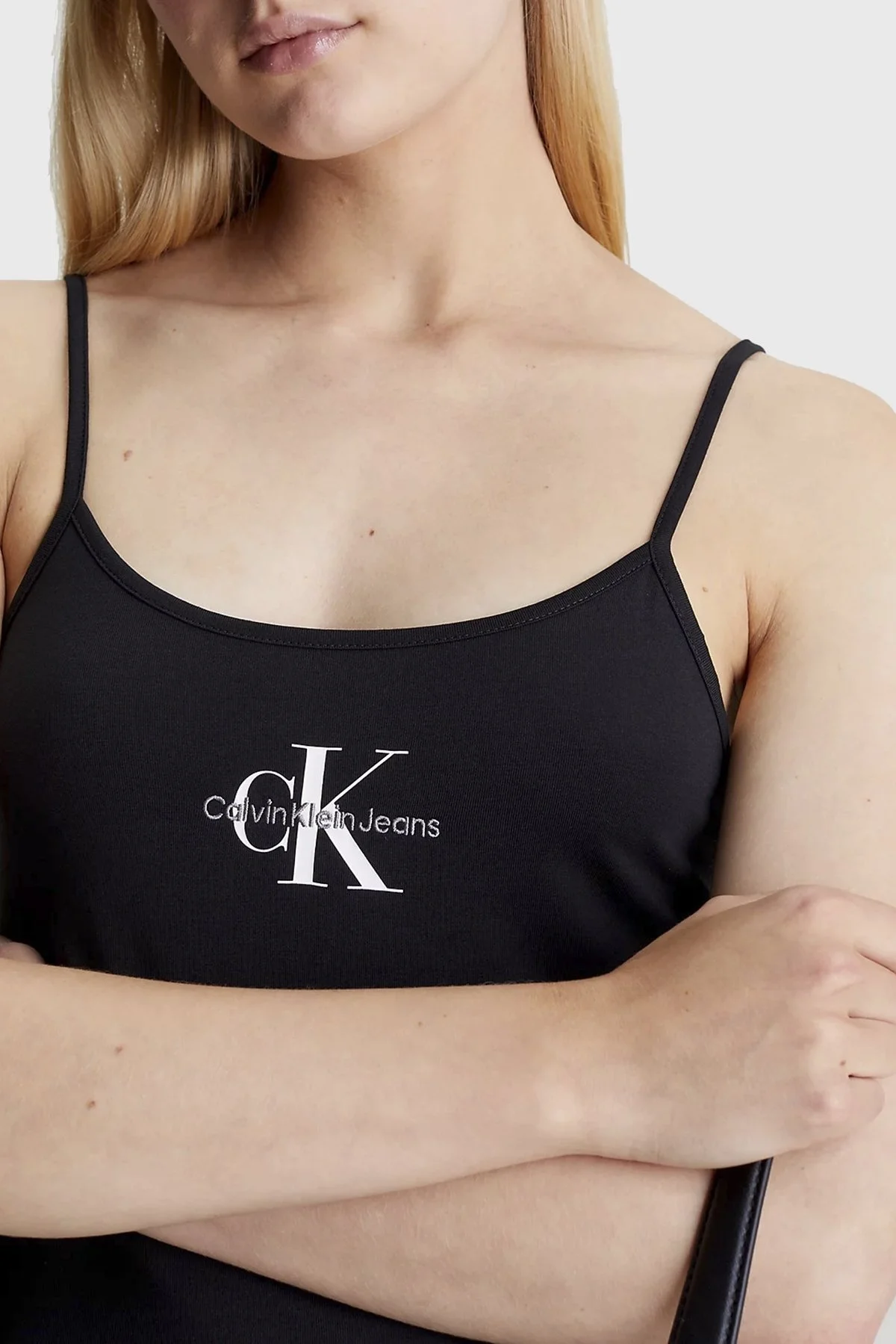 Calvin Klein Pamuklu Slim Fit İp Askılı Mini J20J223420BEH Bayan Elbise J20J223420 BEH SİYAH - 4