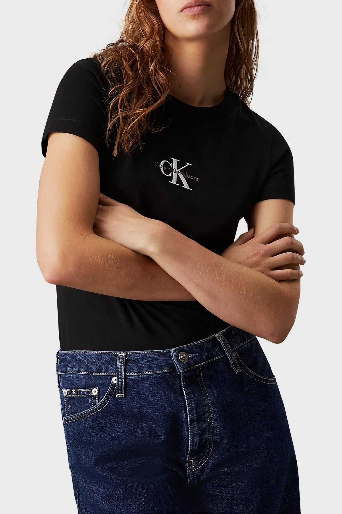 Calvin Klein Pamuklu Slim Fit J20J223563BEH Bayan T Shirt J20J223563 BEH SİYAH - 5