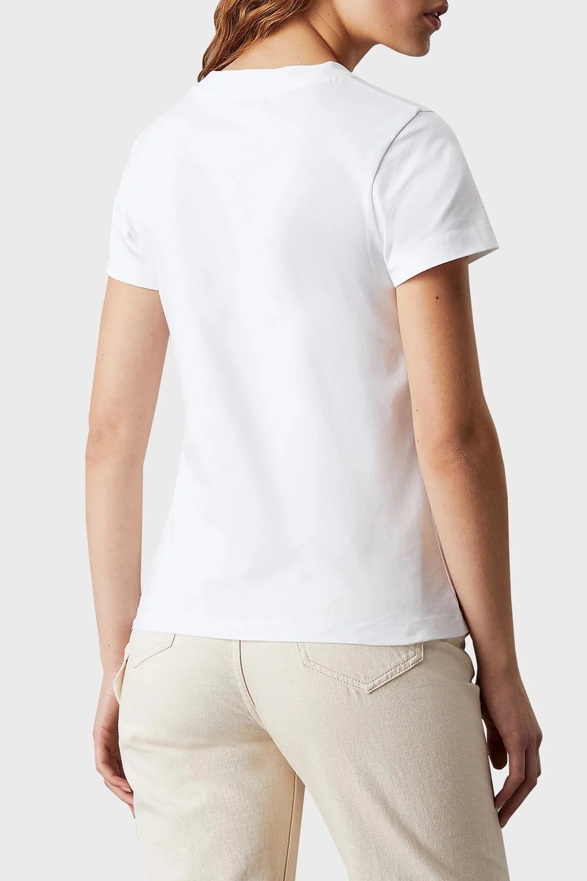Calvin Klein Pamuklu Slim Fit J20J223563YAF Bayan T Shirt J20J223563 YAF BEYAZ - 2