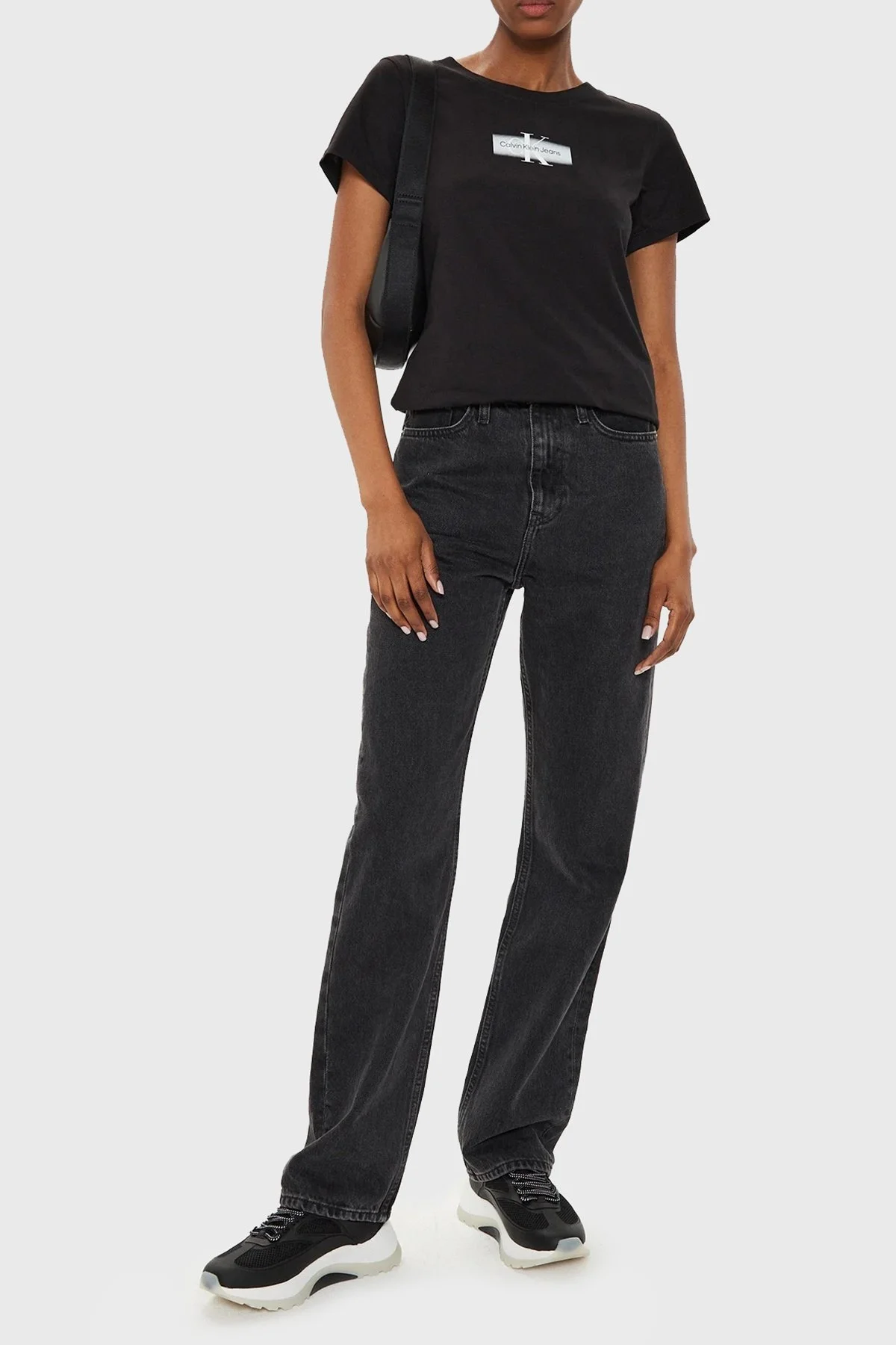 Calvin Klein Pamuklu Slim Fit J20J223625BEH Bayan T Shirt J20J223625 BEH SİYAH - 3