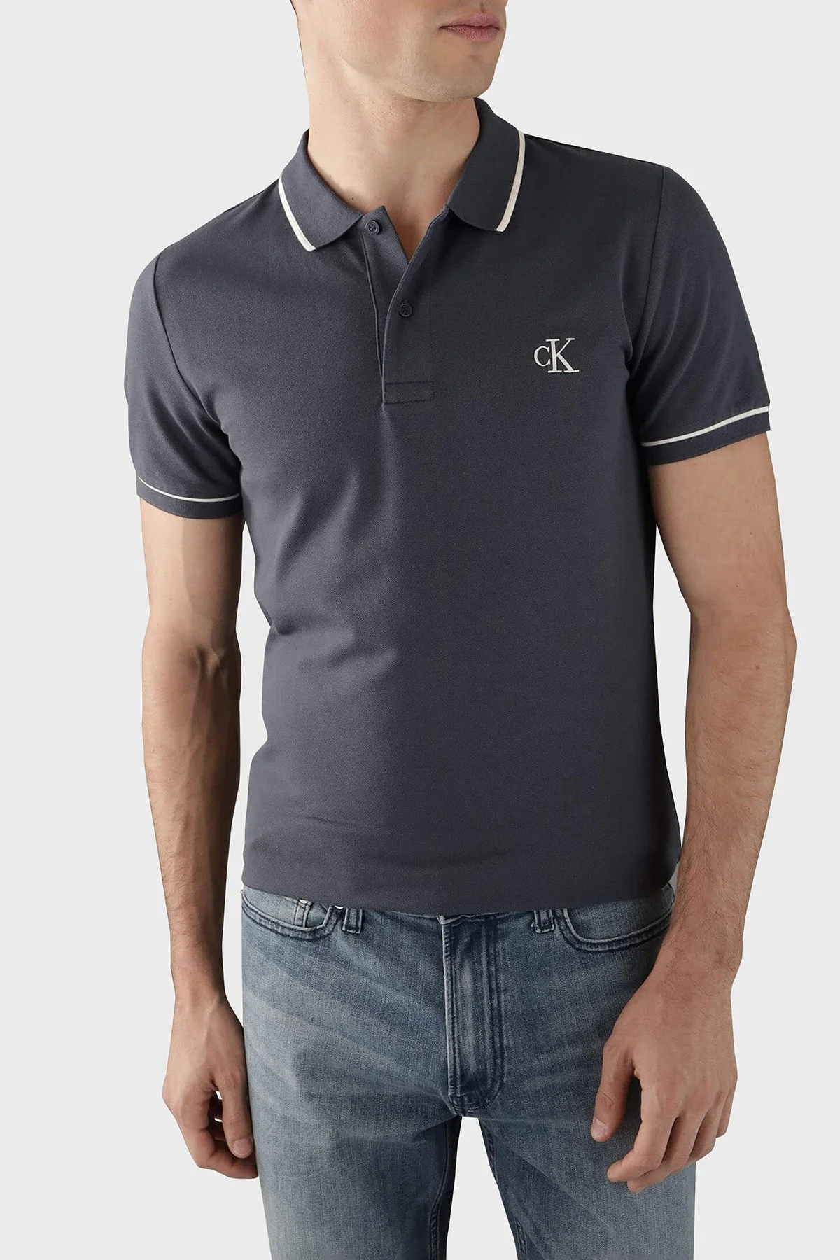 Calvin Klein Pamuklu Slim Fit J30J315603CGE Erkek Polo Yaka T Shirt J30J315603 CGE LACİVERT - 5